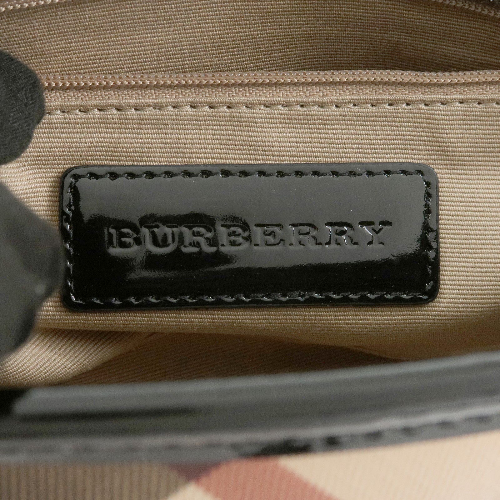 BURBERRY PVC Canvas Patent Leather Shoulder Hand Bag Black Beige