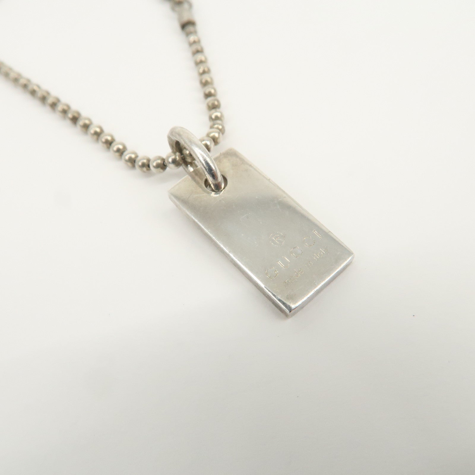 GUCCI Ball Chain Rectangle Charm Bracelet SV925 Silver