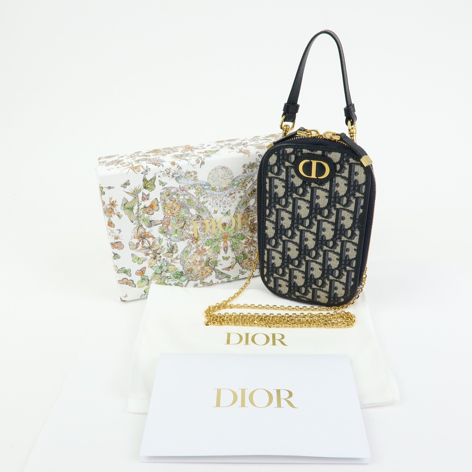 Christian Dior Oblique Jacquard Leather 30 Montaigne Phone Case