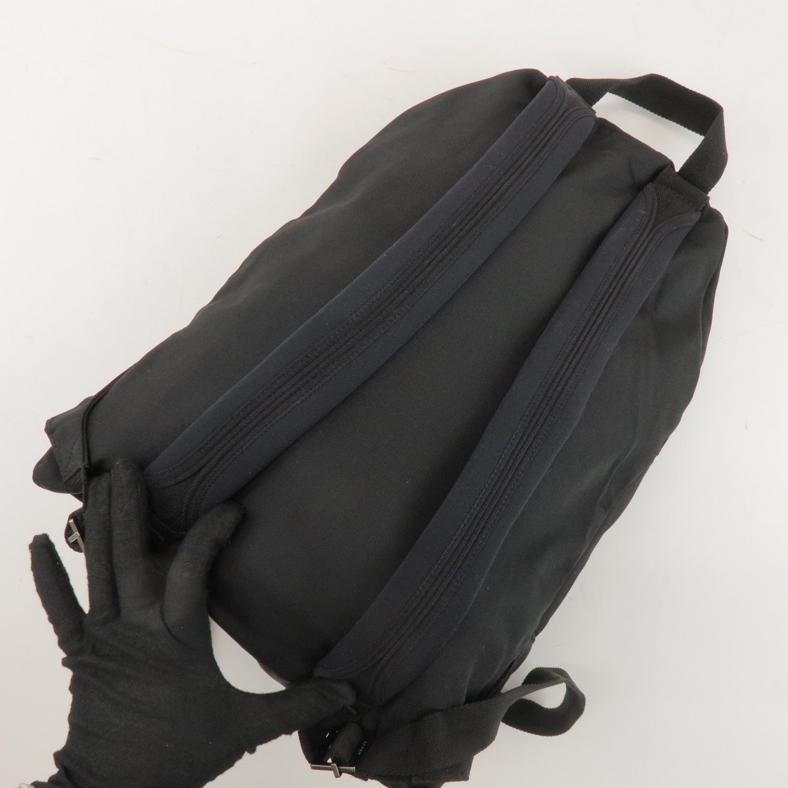 GUCCI Sherry Nylon Web Zipper Line Backpack Rucksack Black 122349