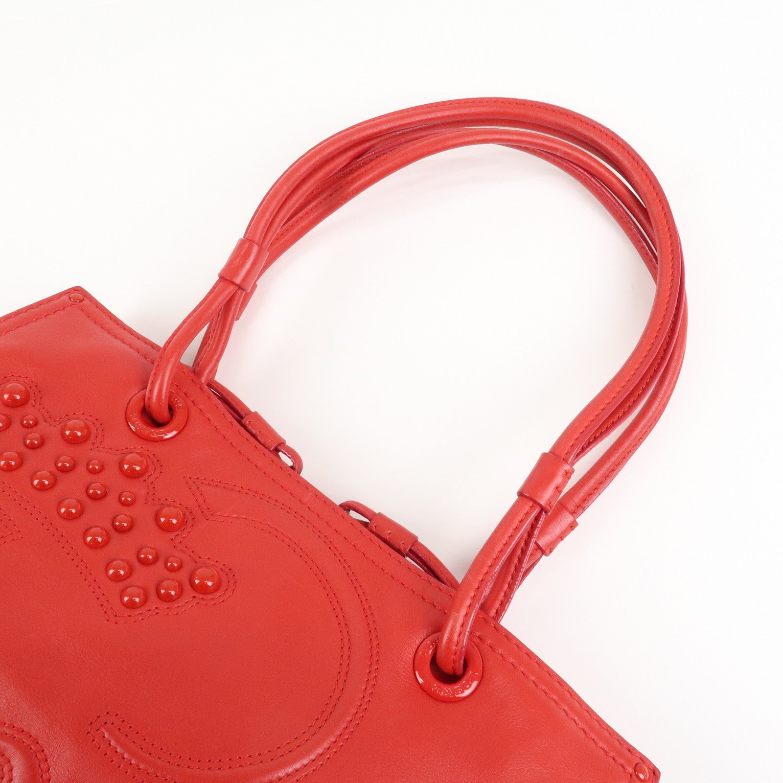 LOEWE Leather Tote Bag Shoulder Bag Hand Bag Red Used