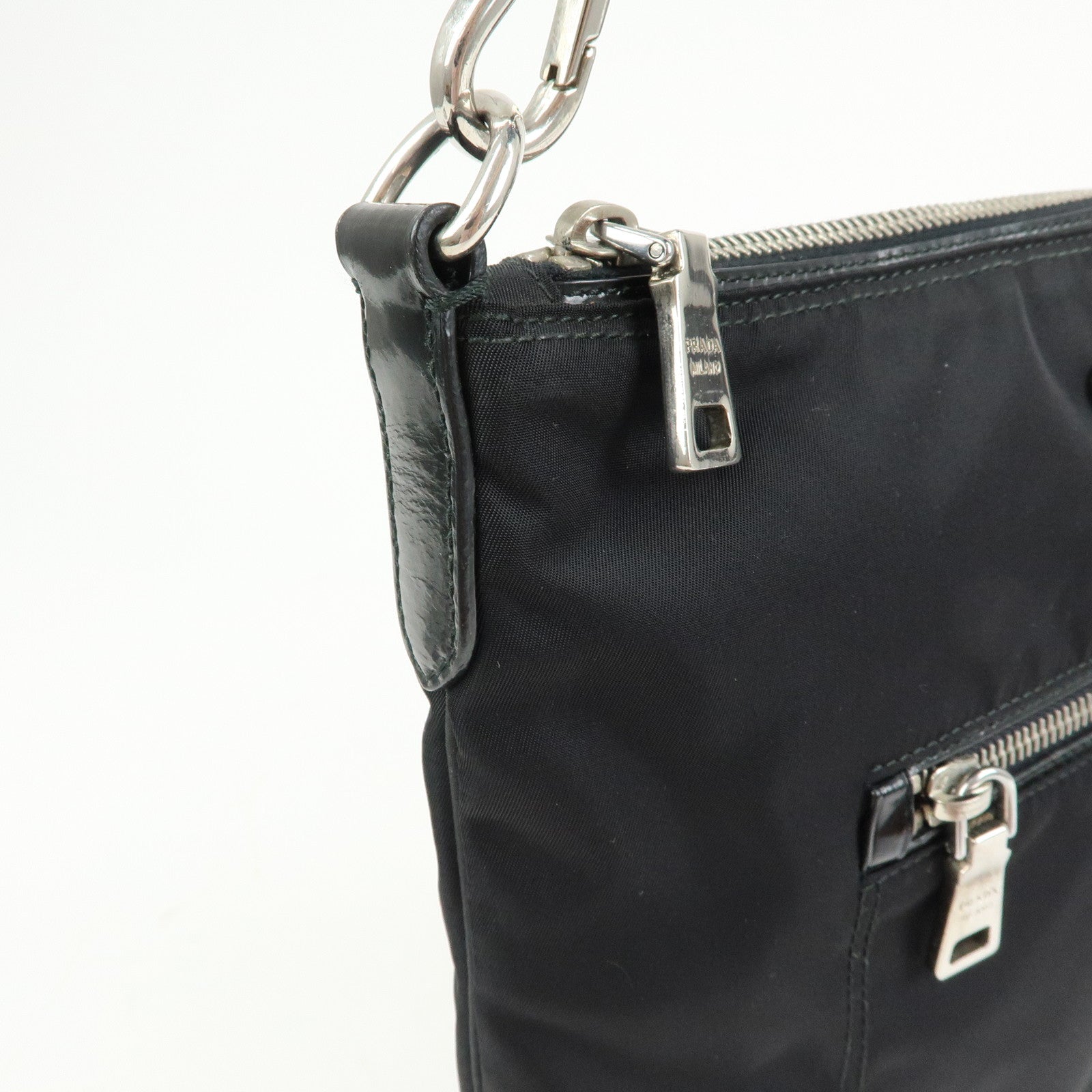 PRADA Triangle Logo Nylon Shoulder Bag Crossbody Bag Black BT0715