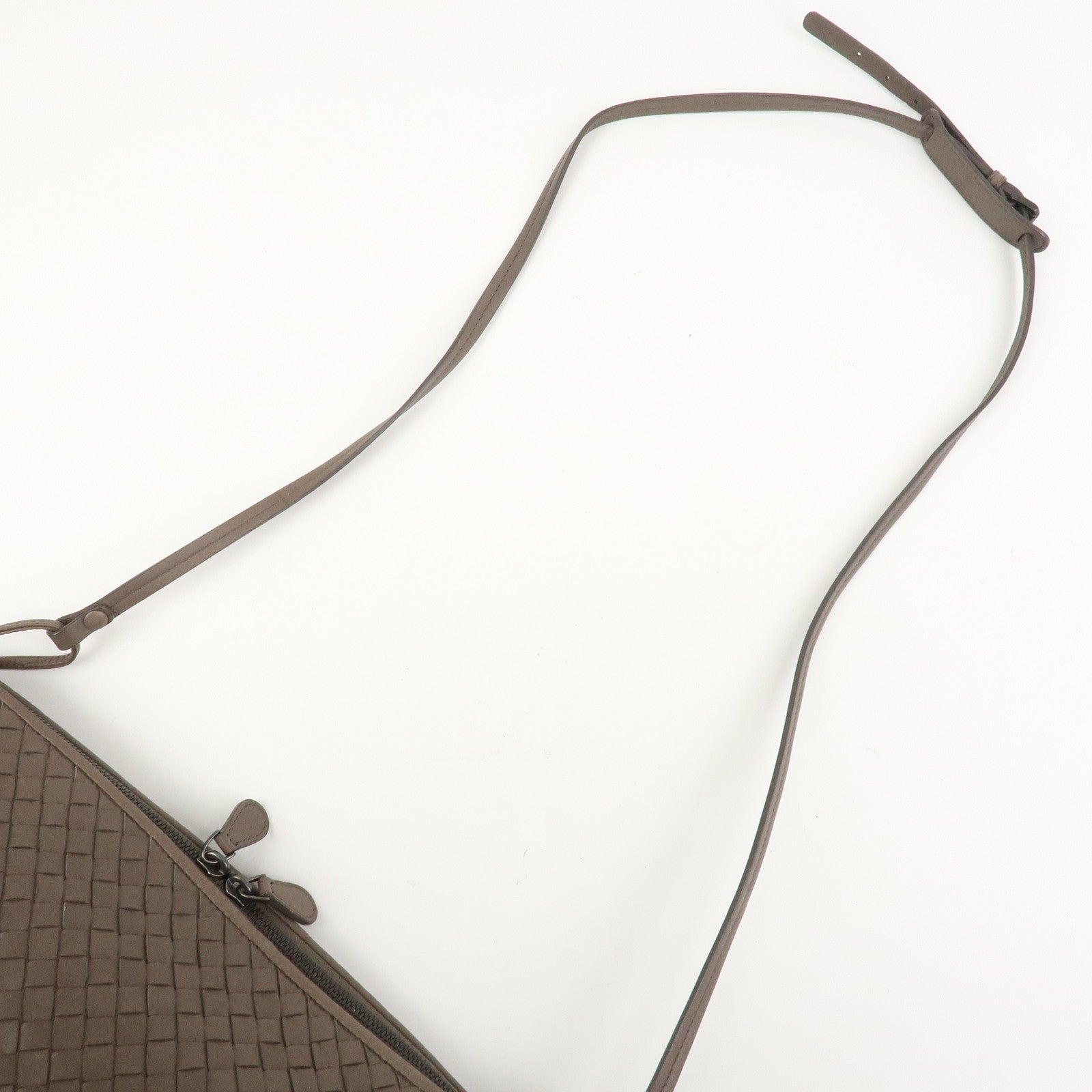 BOTTEGA VENETA Intrecciato Leather Shoulder Crossbody Bag Greige