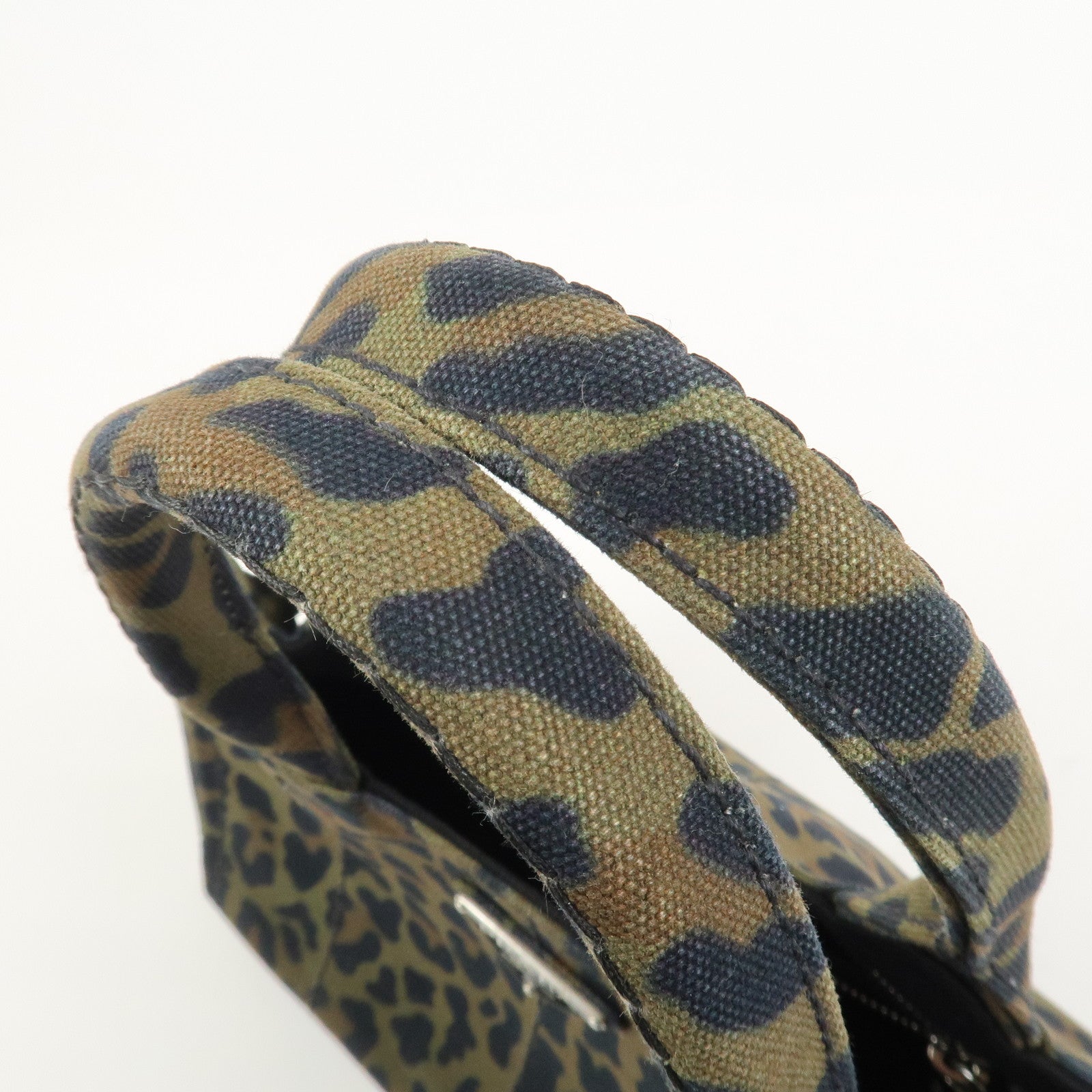 PRADA Triangle Logo Canapa Mini Canvas 2Way Bag Leopard 1BG439