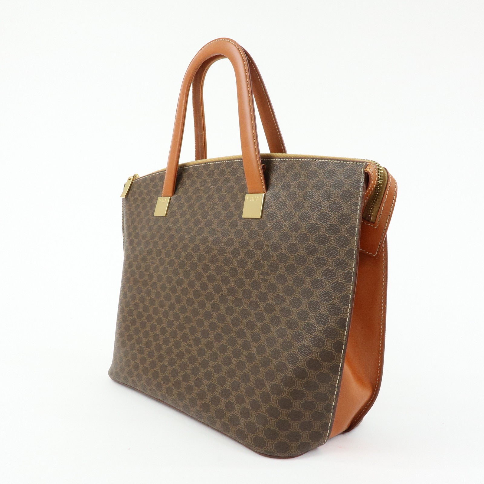 CELINE Macadam PVC Leather 2WAY Bag Hand Bag Shoulder Bag Brown