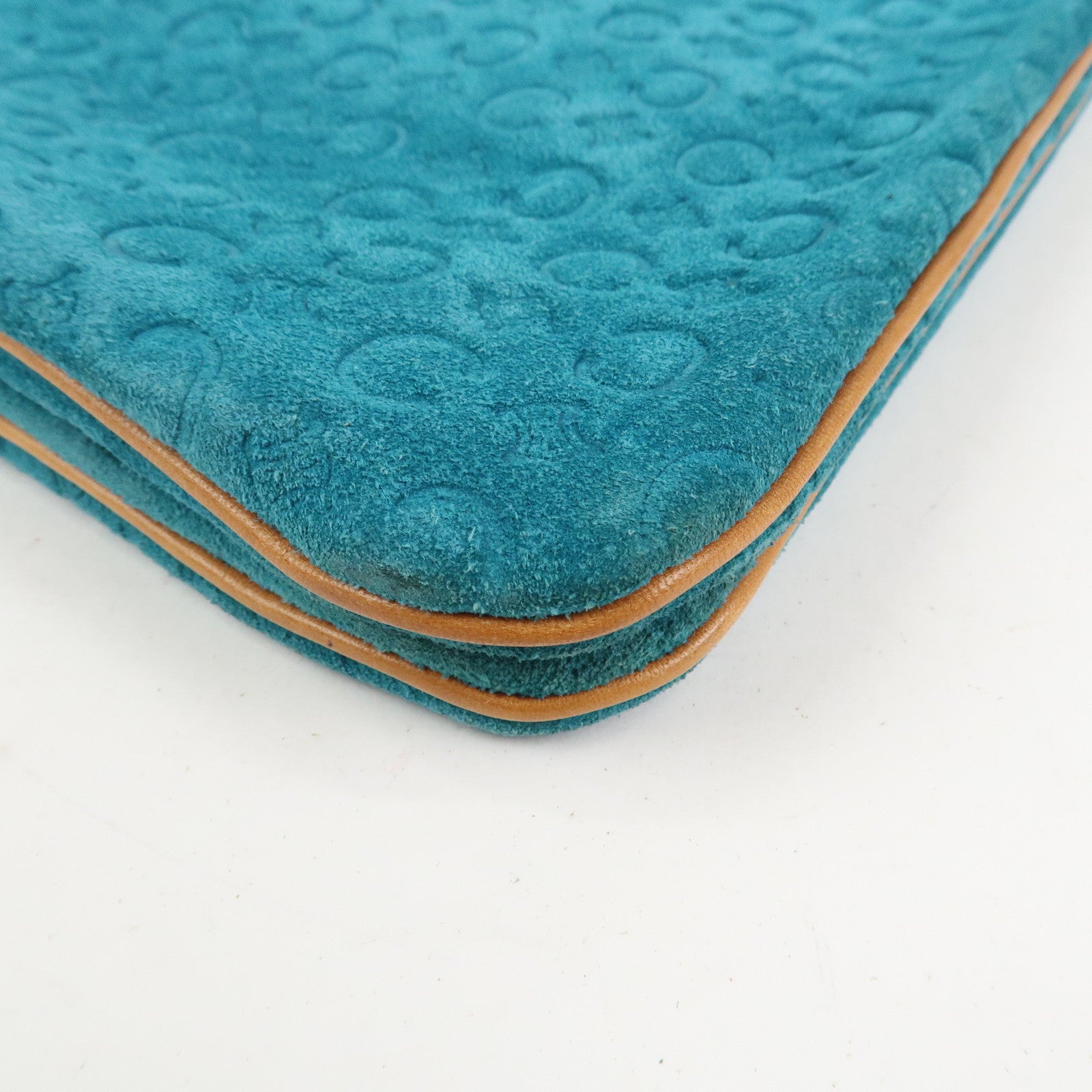 CELINE C Macadam Suede Leather Shoulder Bag Turquoise Blue