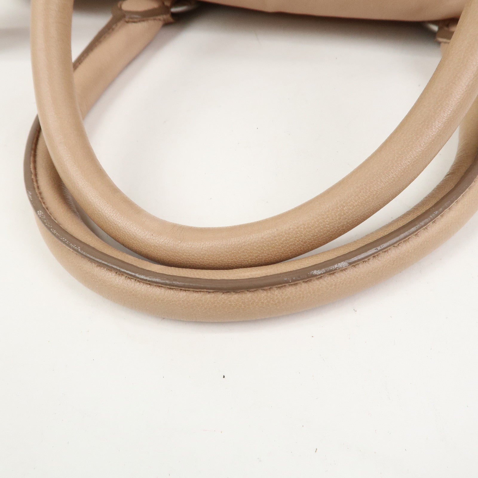 PRADA Logo Leather Hand Bag Shoulder Bag Pink Beige BL094F