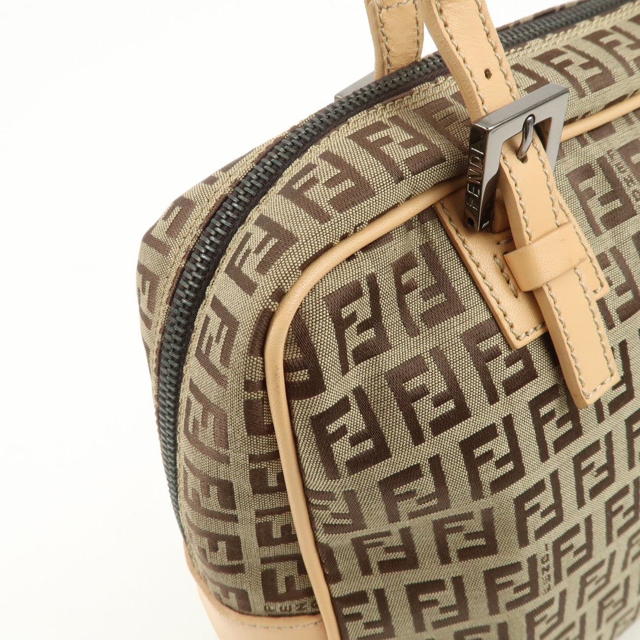 FENDI Zucchino Canvas Hand Bag Shoulder Bag Brown 8BN005