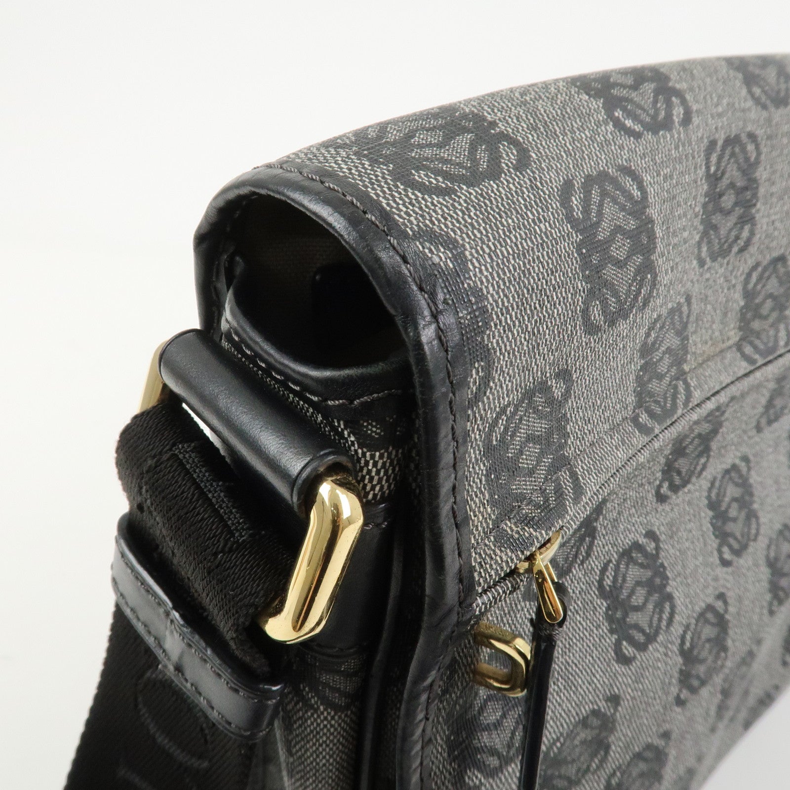 LOEWE Repeat Anagram PVC Leather Shoulder Bag Crossbody Bag Black