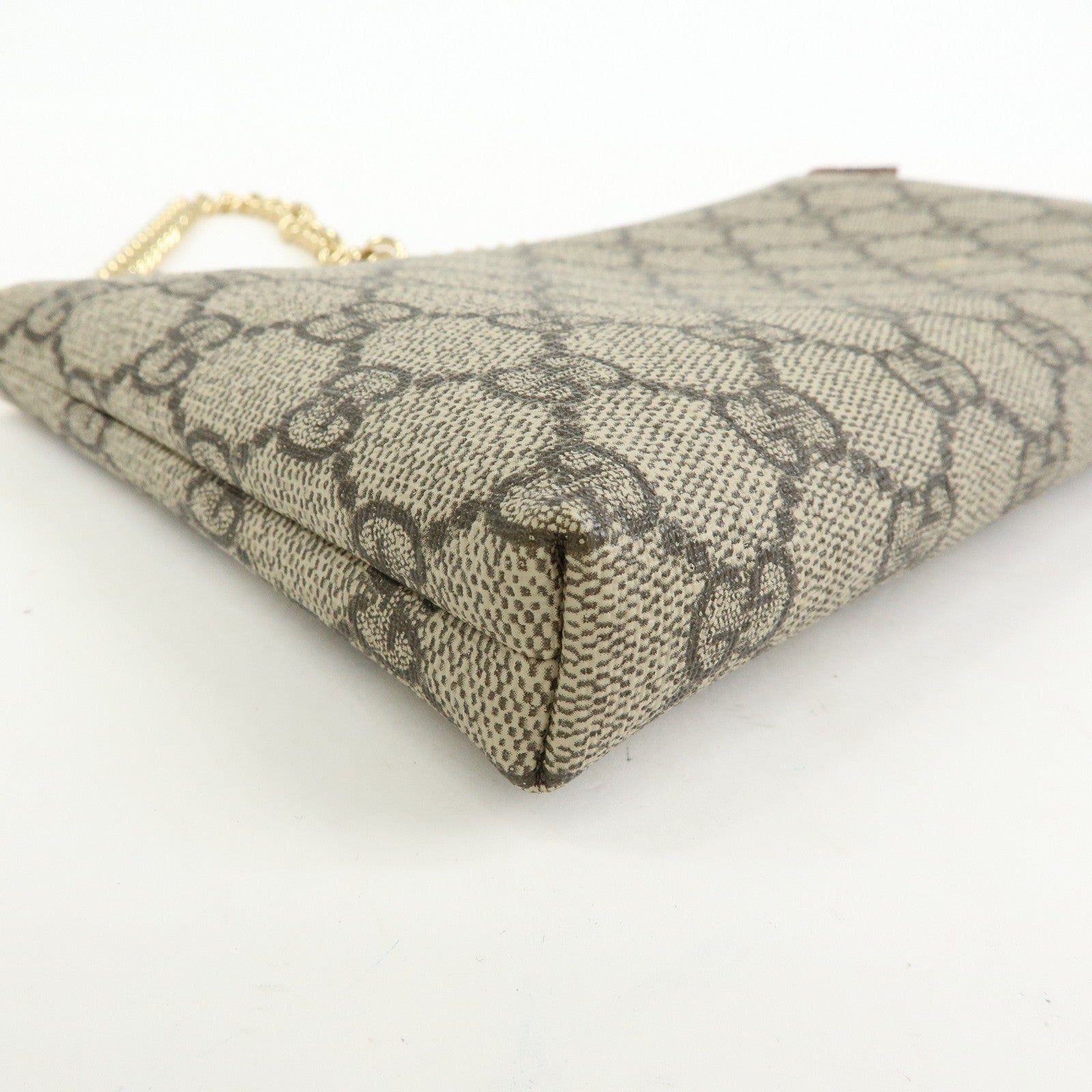 GUCCI Guccissima GG Supreme Leather Chain Shoulder Bag Beige 428449