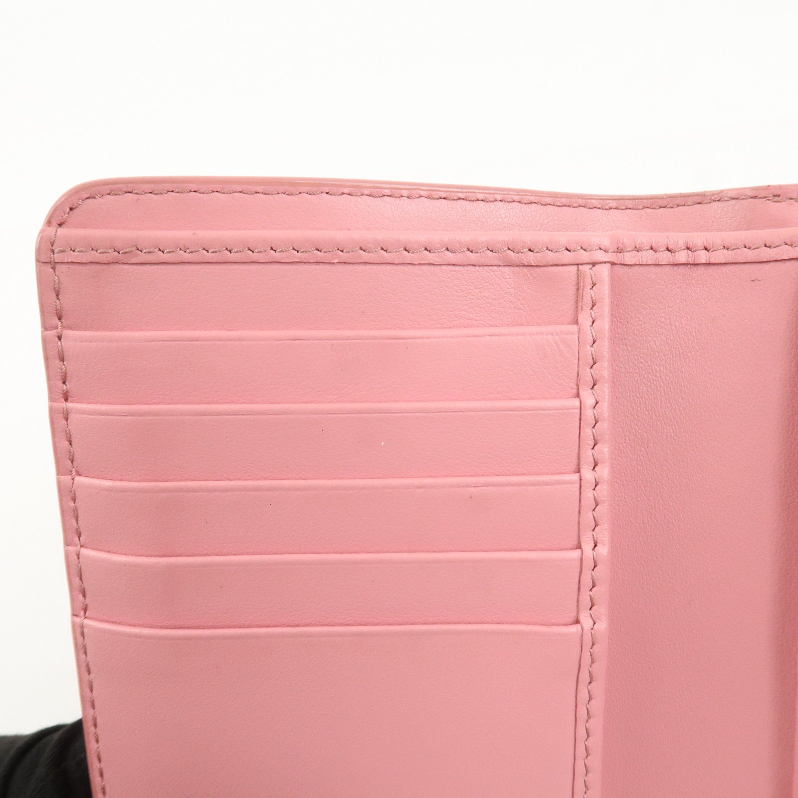 MIU MIU Leather Heart Bi-fold Wallet Pink Red 5ML014 Used