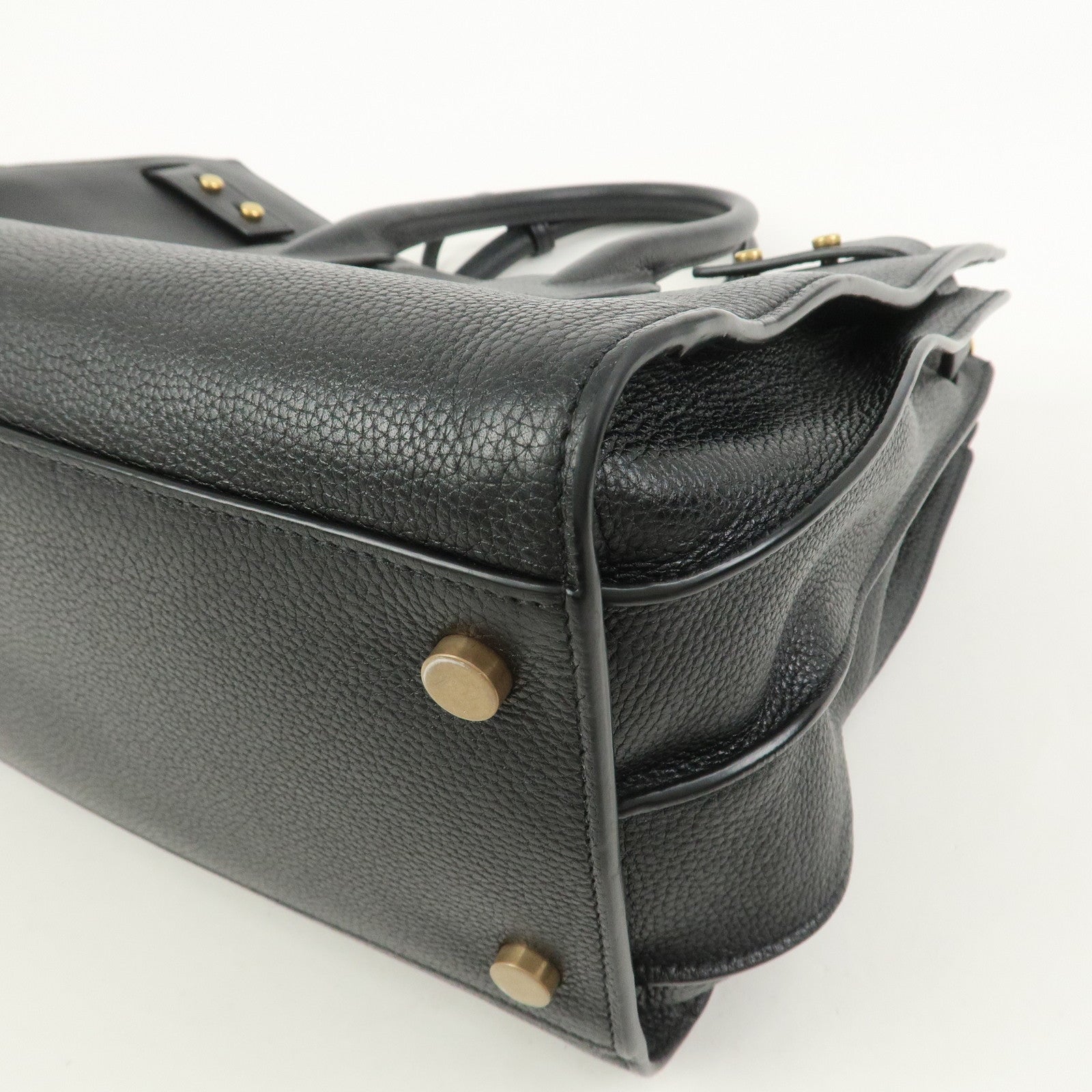 SAINT LAURENT PARIS Grain Calf Leather 2Way Bag Black 717447