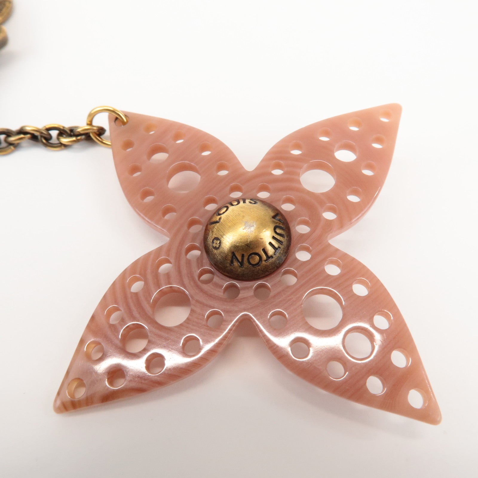 Louis Vuitton Bijoux Sac Lock Flower Metal Plastic Key Chain M65851