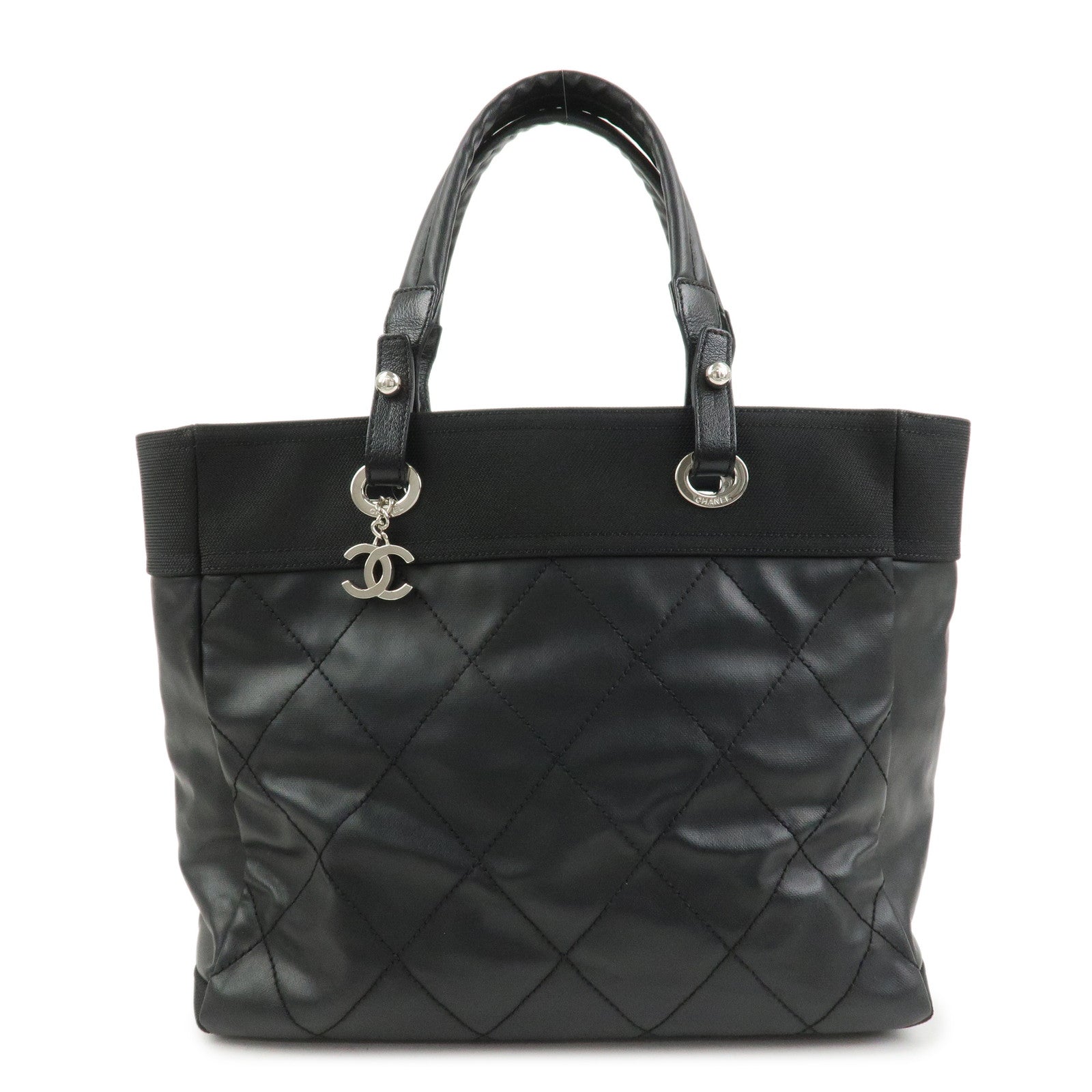 CHANEL Paris Biarritz Tote Bag Hand Bag MM Black A34209