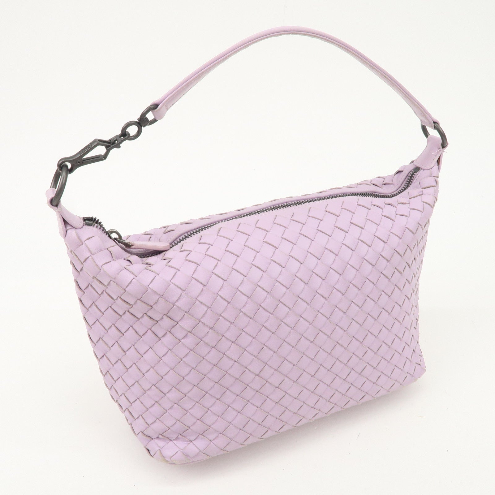 BOTTEGA VENETA Intrecciato Leather Shoulder Bag Hand Bag Purple Used