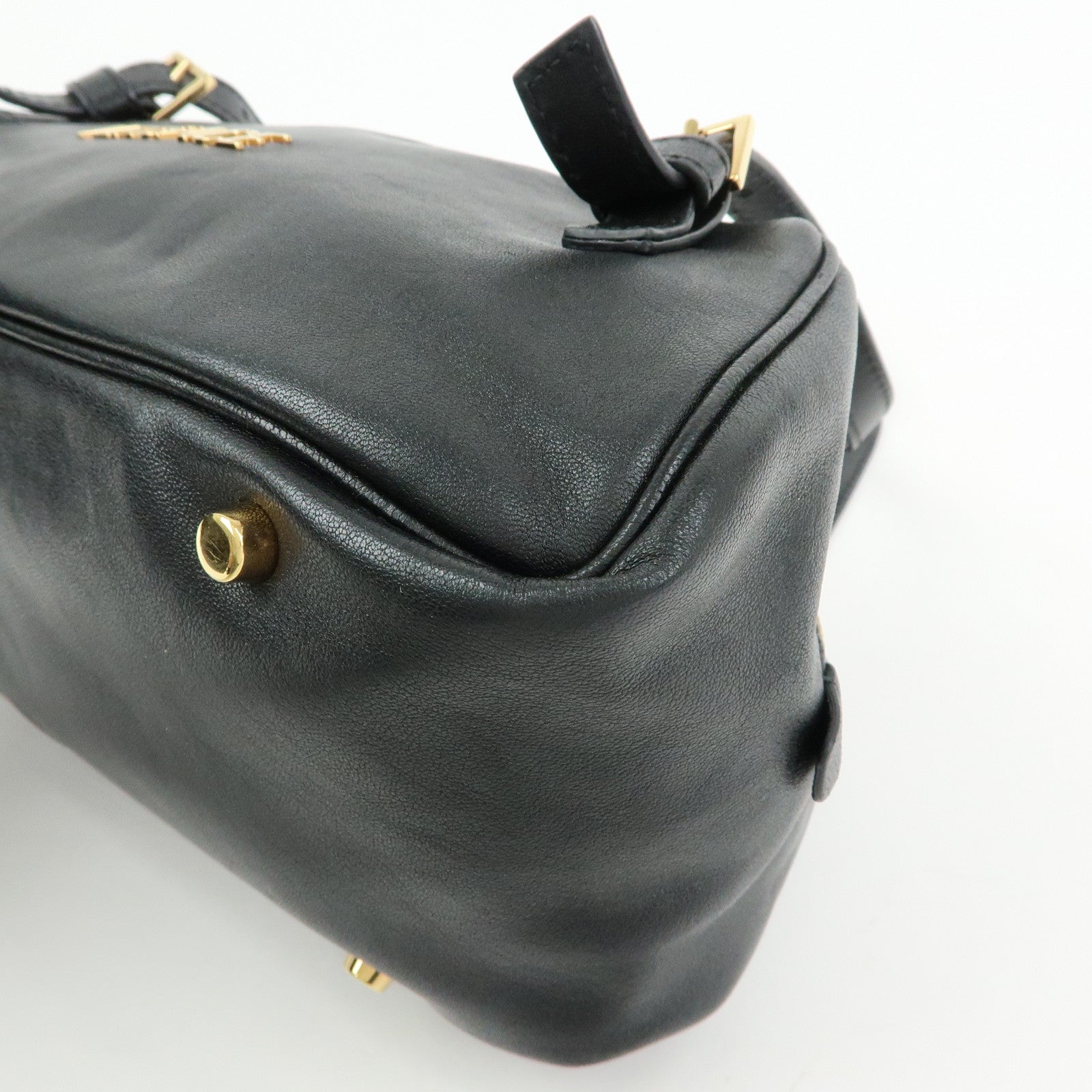 VERSACE Medusa Nappa Leather Bowling Bag Shoulder Bag Black