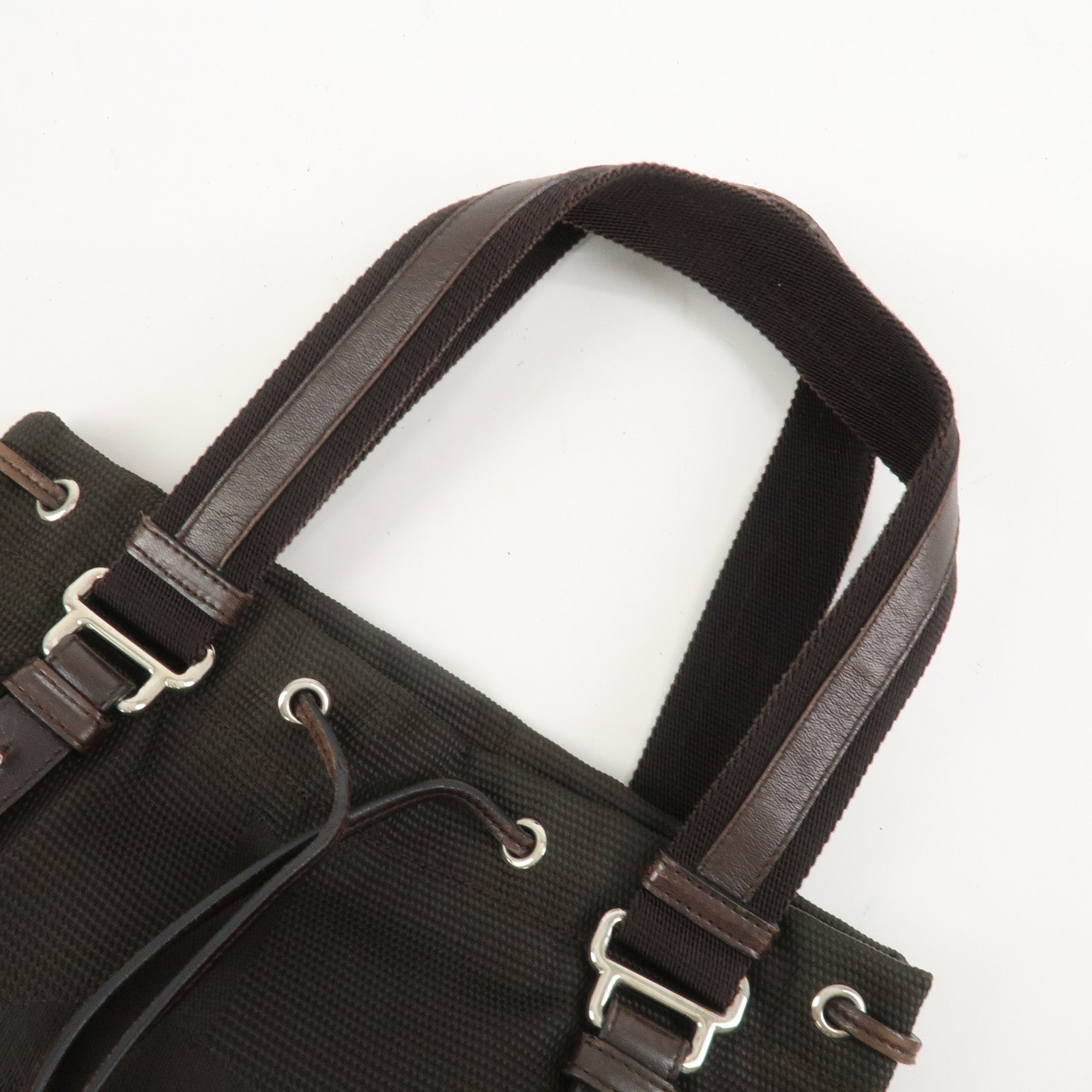 SAINT LAURENT PARIS Kahala Nylon Leather Tote Bag Brown 123435