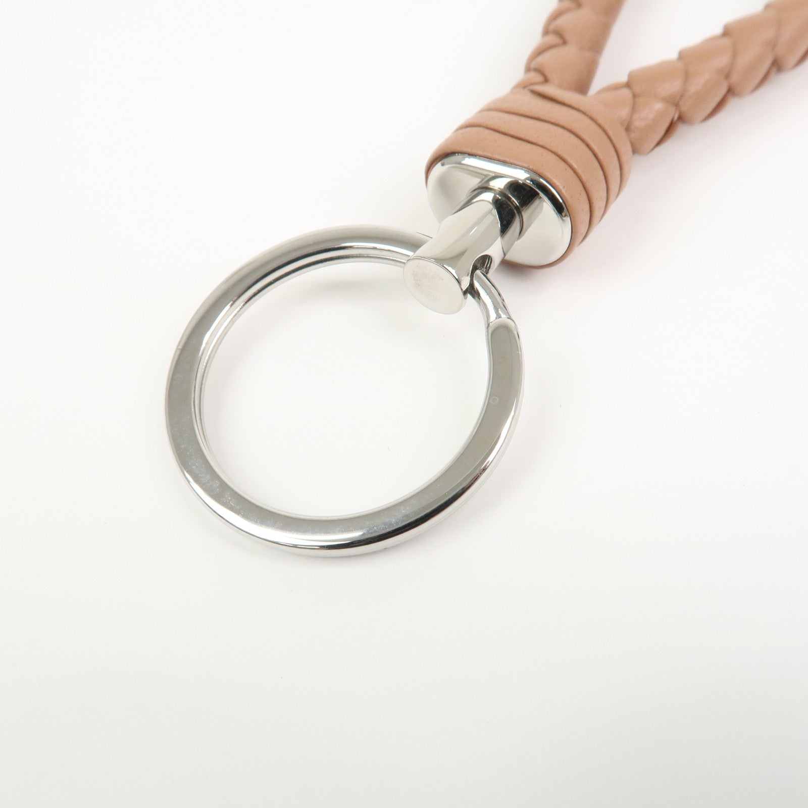BOTTEGA VENETA Intrecciato Leather Key Holder Bag Charm Brown