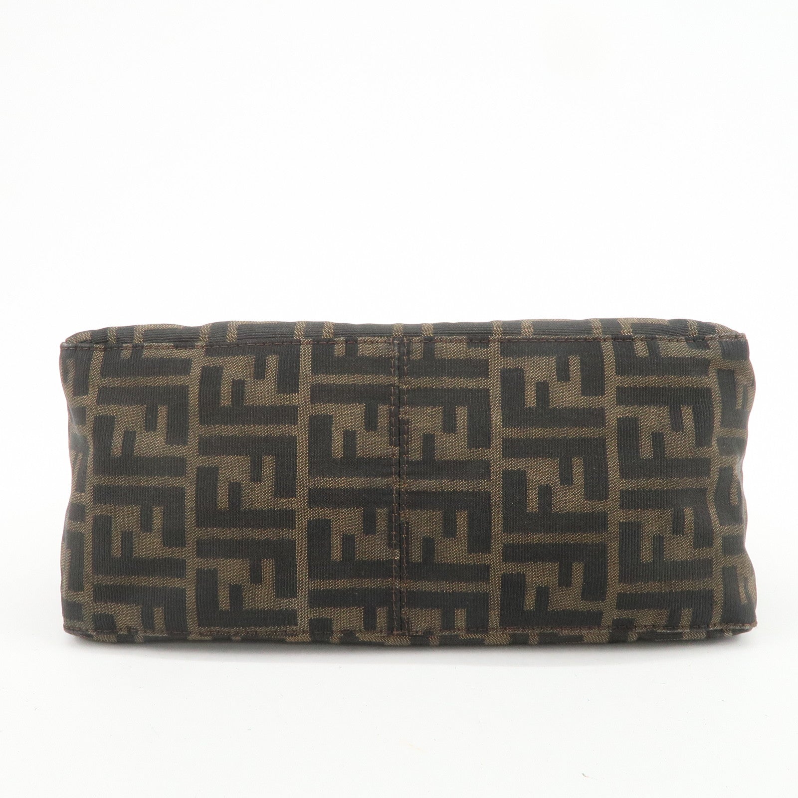 FENDI Mamma Baguette Zucca Canvas Leather Shoulder Bag Brown 26325