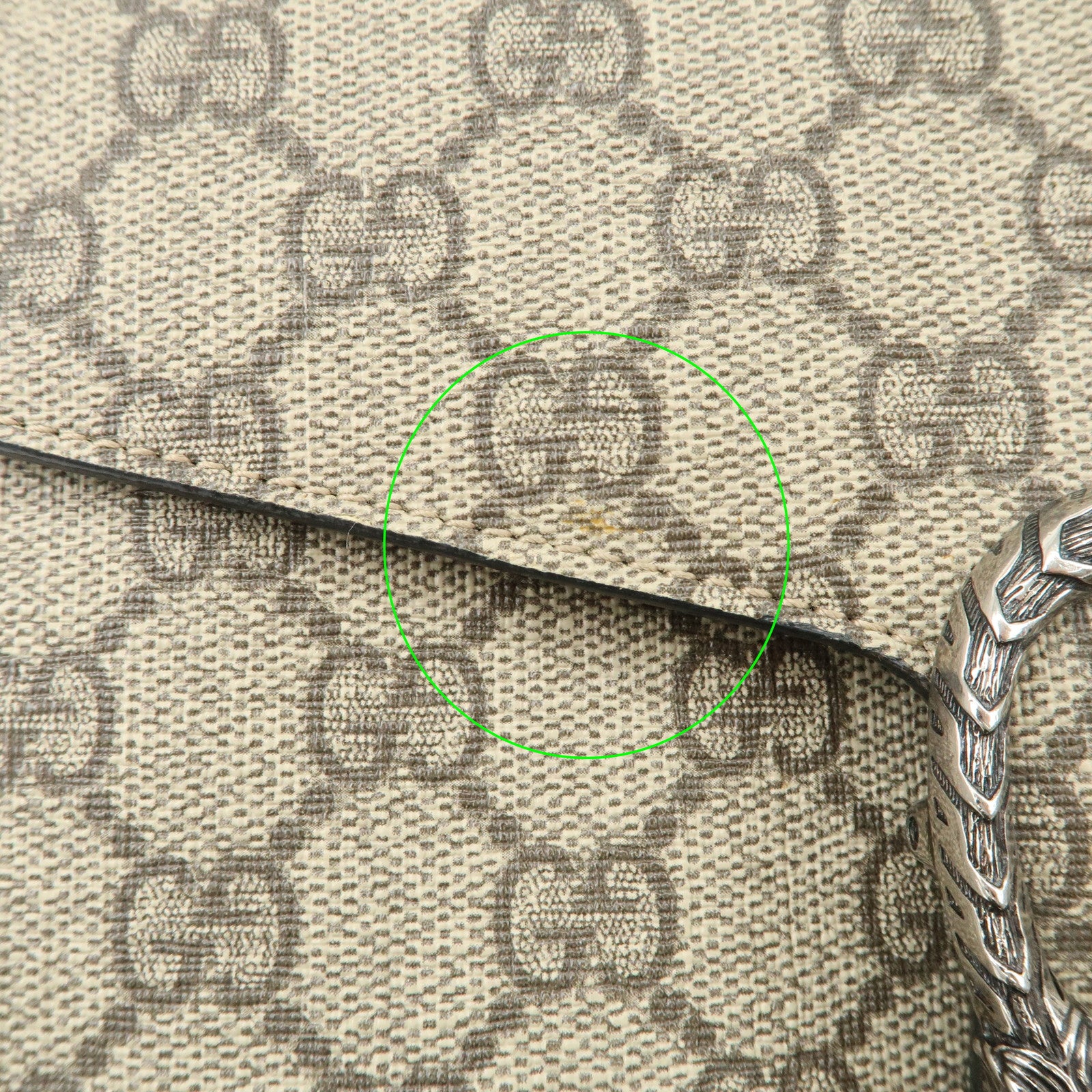 GUCCI Dionysus GG Supreme Chain Shoulder Bag Beige Used