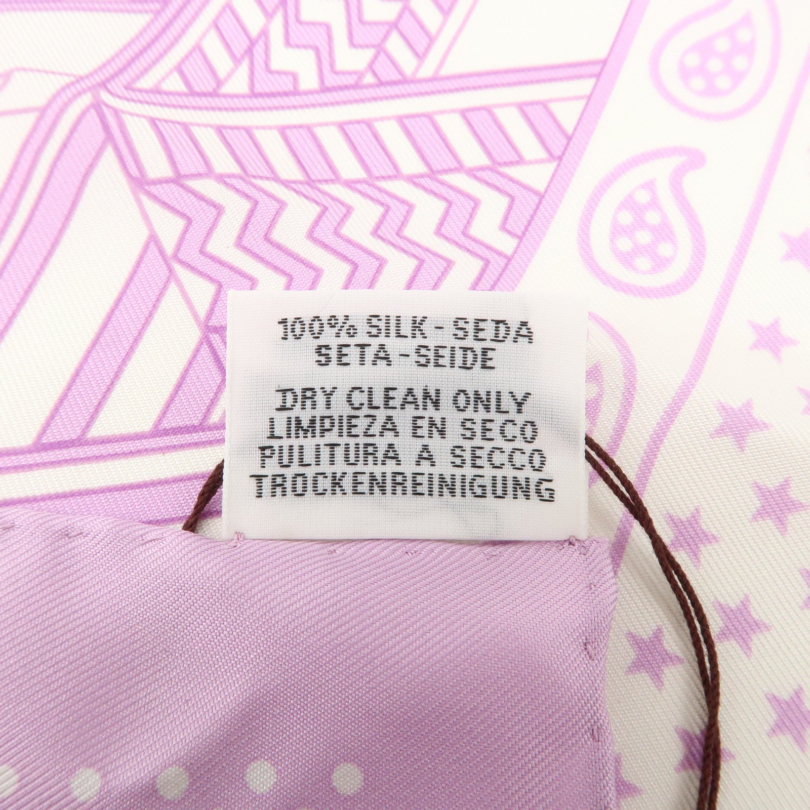 HERMES Carre 55 Silk 100% Scarf SANGLEA EN ZIGZAG Purple White