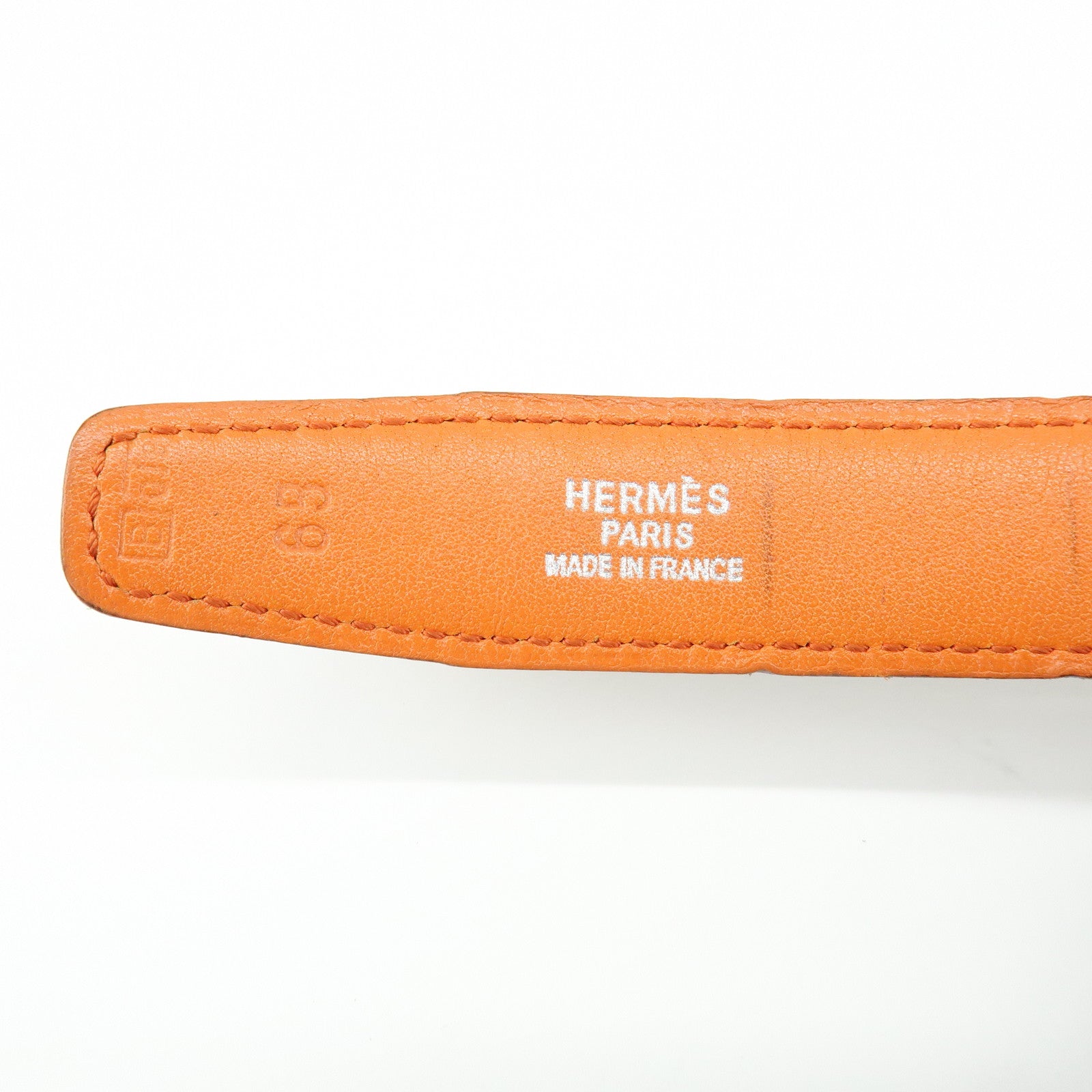 HERMES Leather H Buckle □B Stamped Reversible Constance Belt Brown