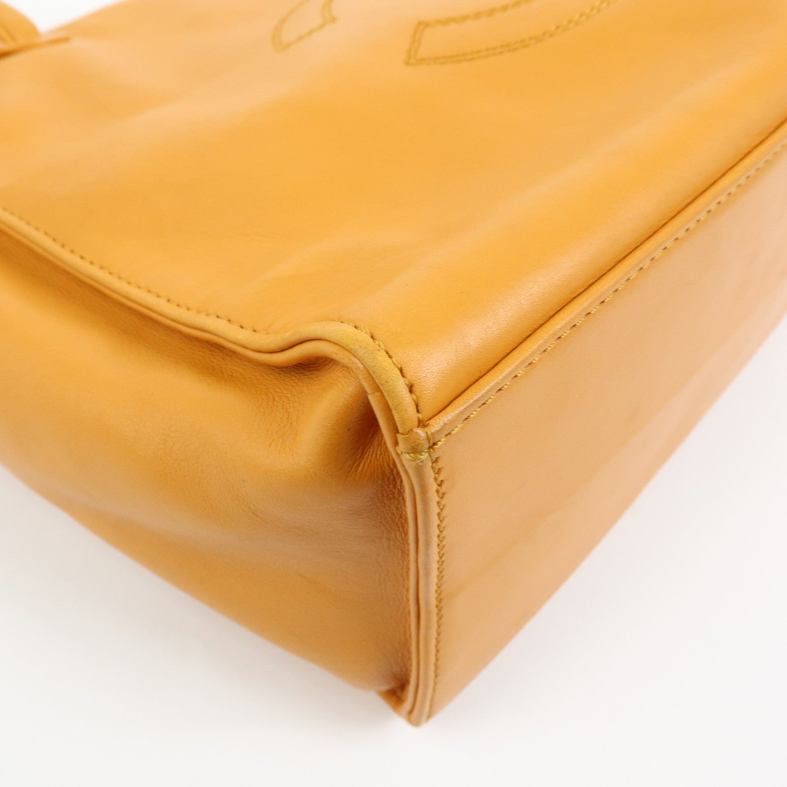 CHANEL COCO Mark Leather Tote Bag Shoulder Bag Orange