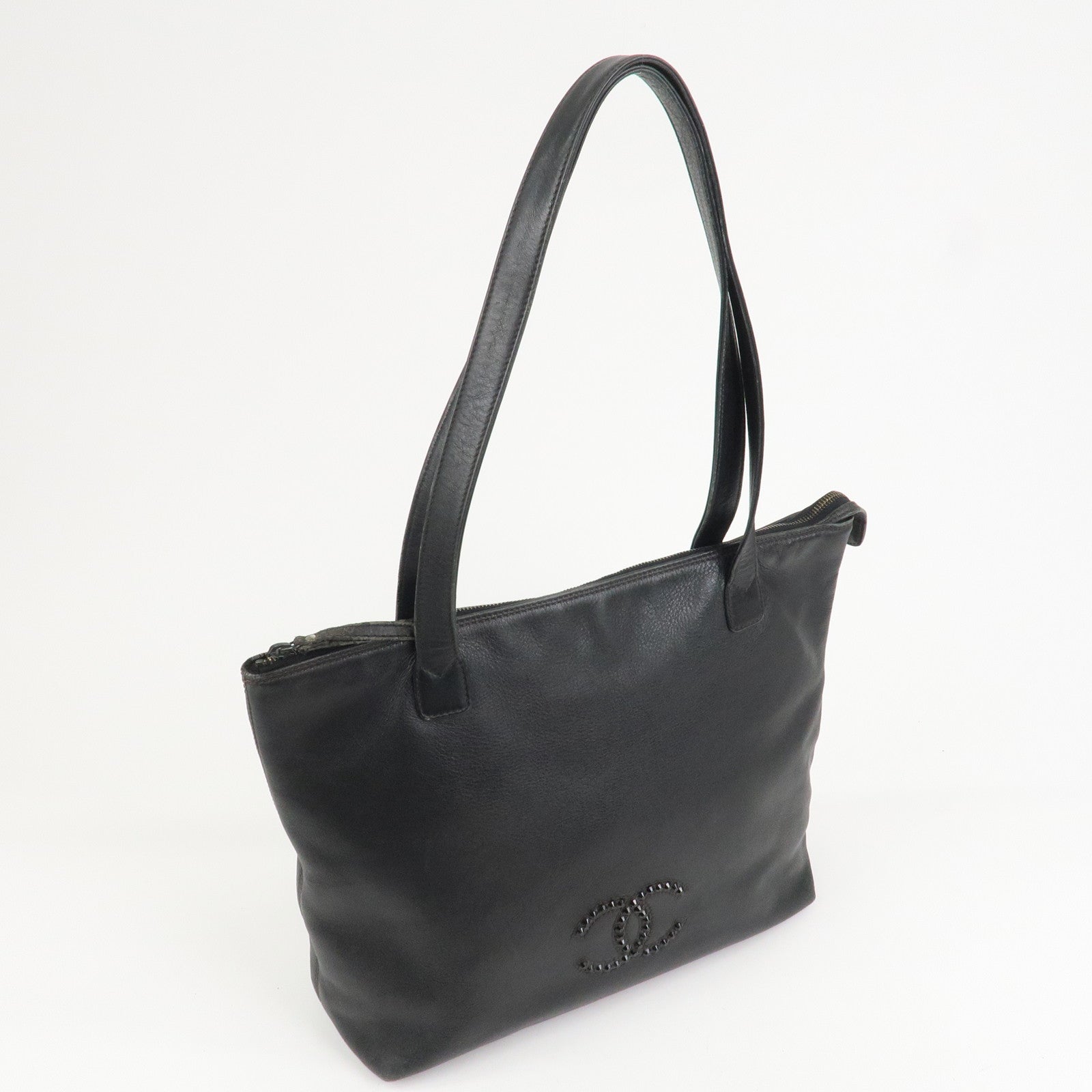 CHANEL COCO Mark Leather Tote Bag Shoulder Bag Black