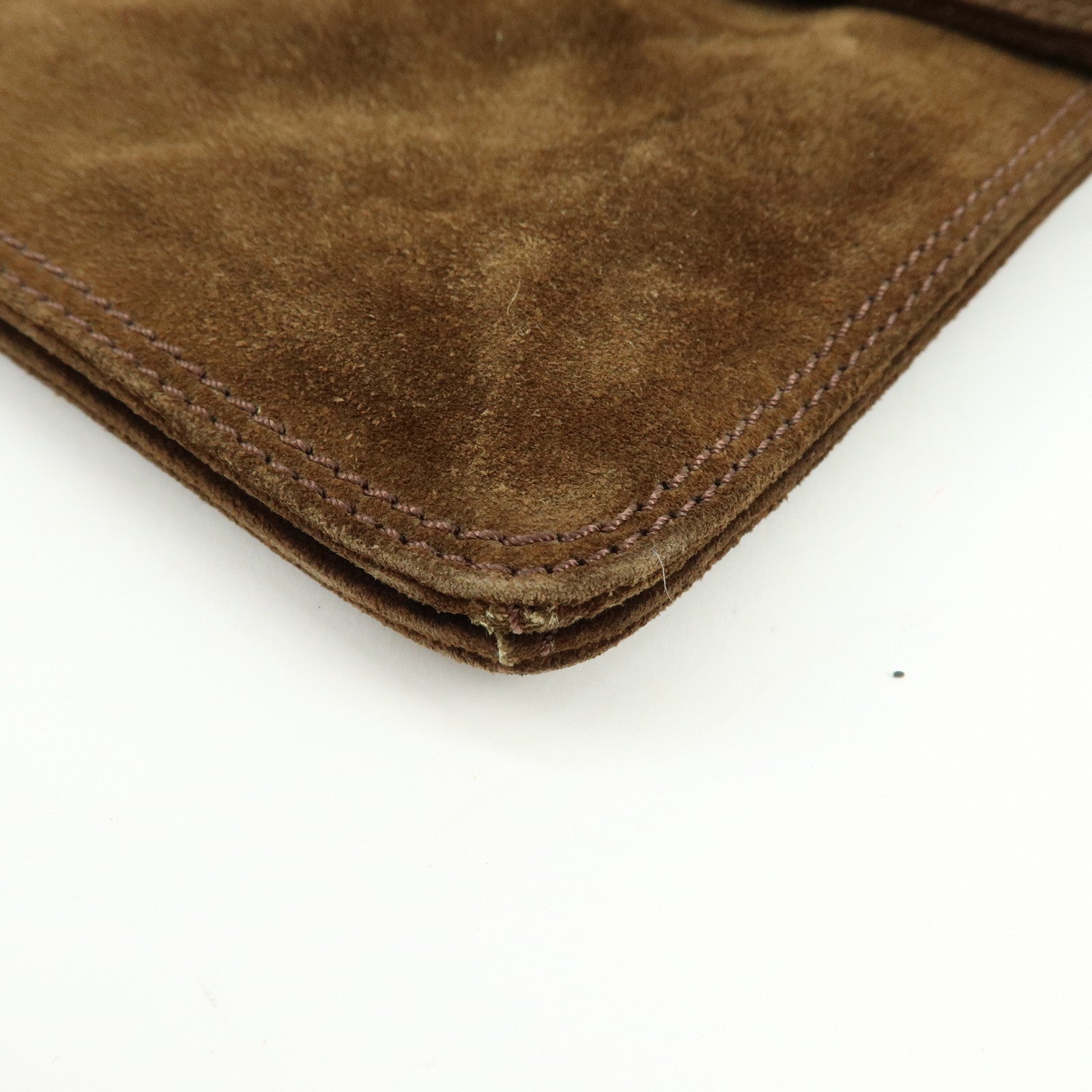 CHANEL Suede Shoulder Bag Crossbody Bag Brown