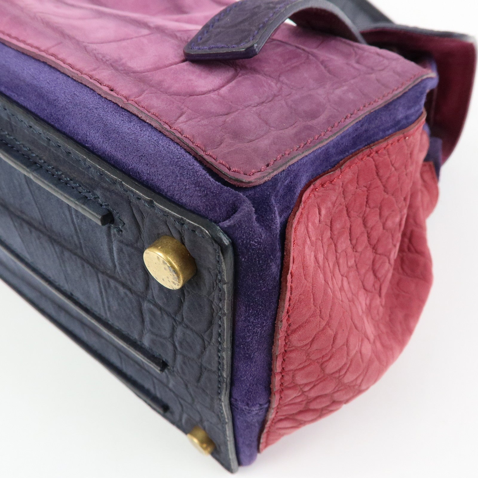 SAINT LAURENT PARIS Muse Two Suede Leather 2way Bag Purple Pink