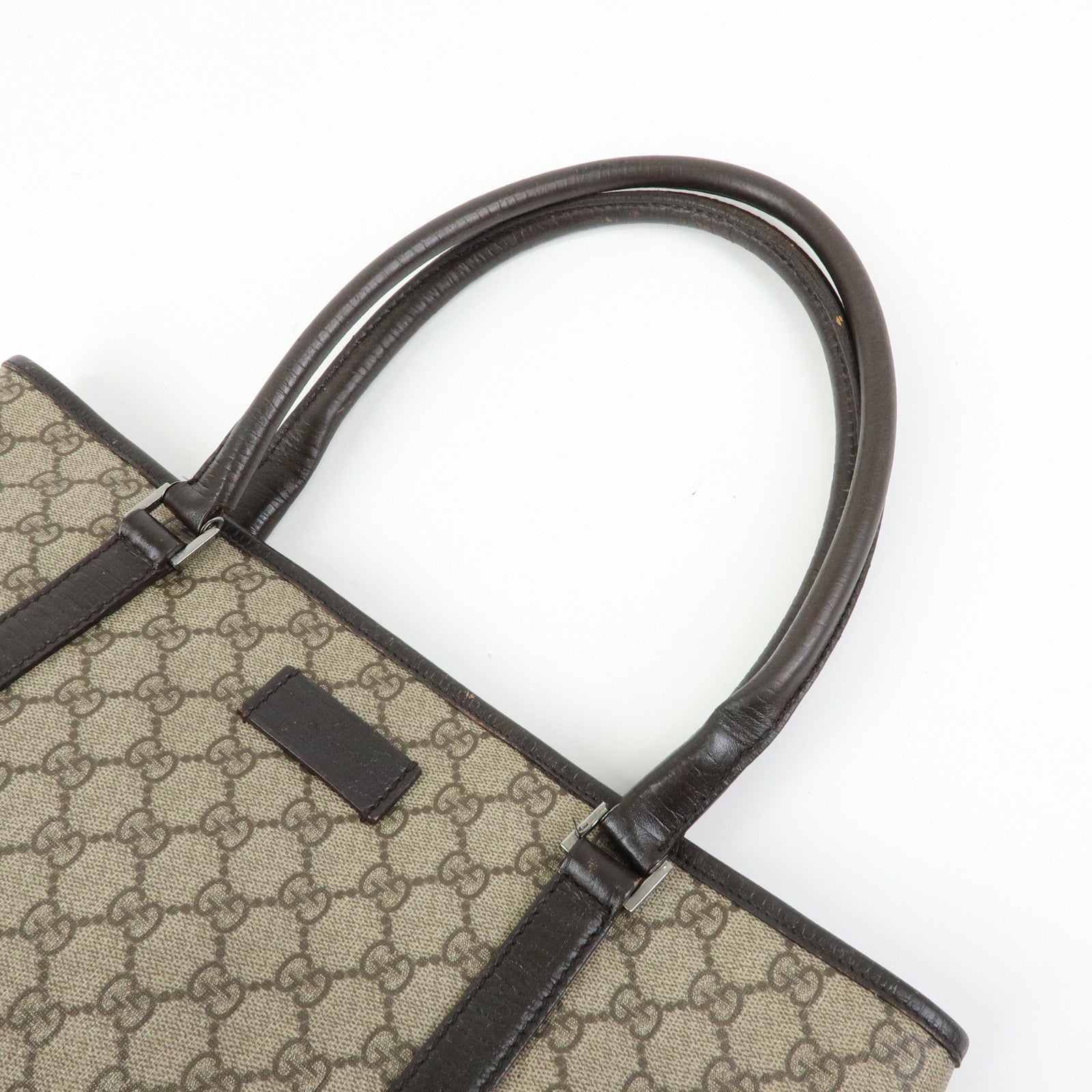 GUCCI GG Supreme Leather Tote Bag Shoulder Bag Beige Brown 114595