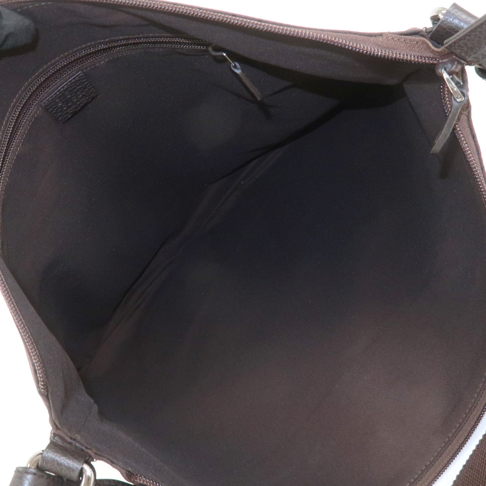 GUCCI GG Nylon Leather Shoulder Bag Crossbody Bag Dark Brown 190628