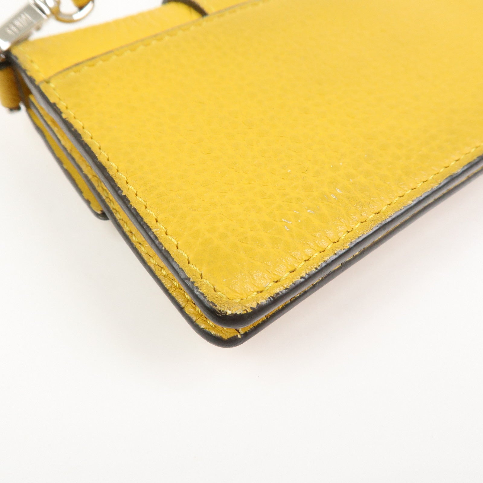 FENDI Micro Flat Baguette Leather Mini Shoulder Bag Yellow