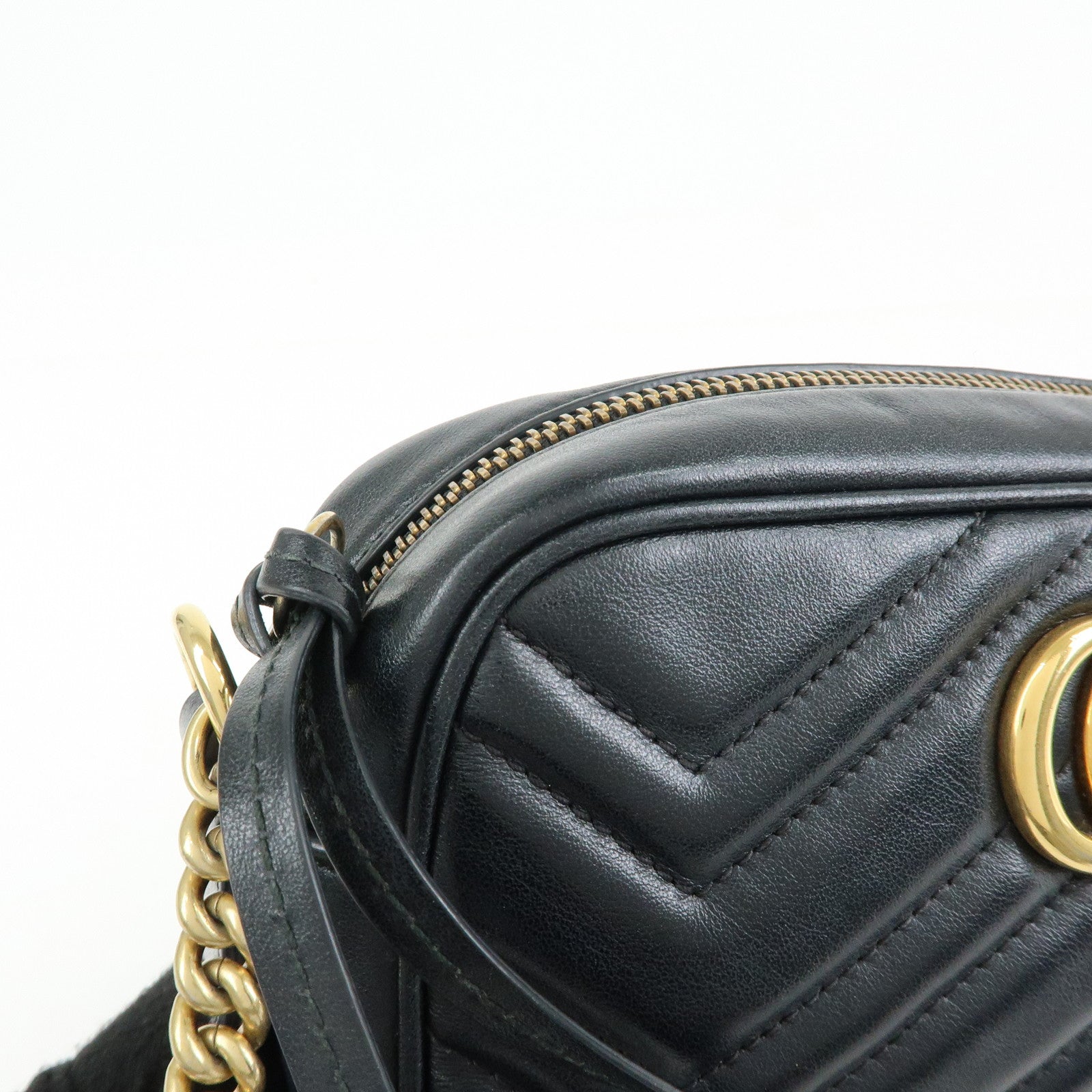 GUCCI GG Marmont Leather Shoulder Crossbody Bag Black 448065