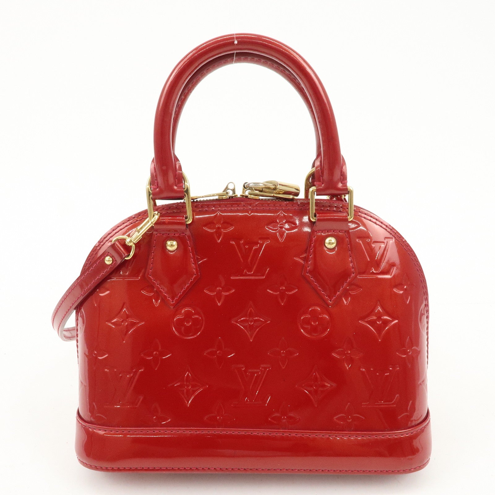 Louis Vuitton Monogram Vernis Alma BB 2Way Bag Red M91606 Used