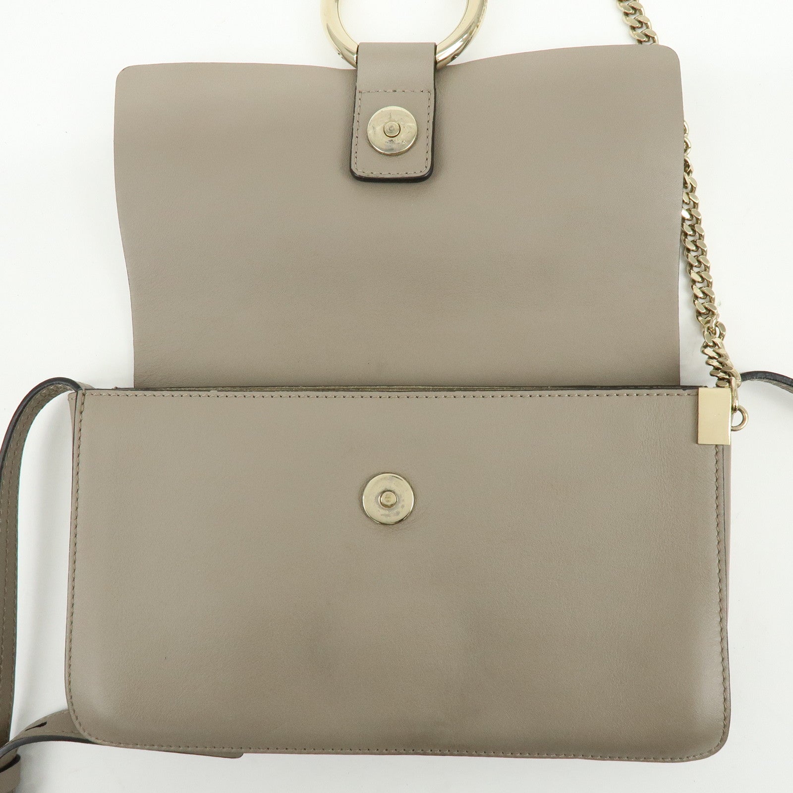 Chloe Faye Suede Leather Shoulder Bag Crossbody Bag Greige