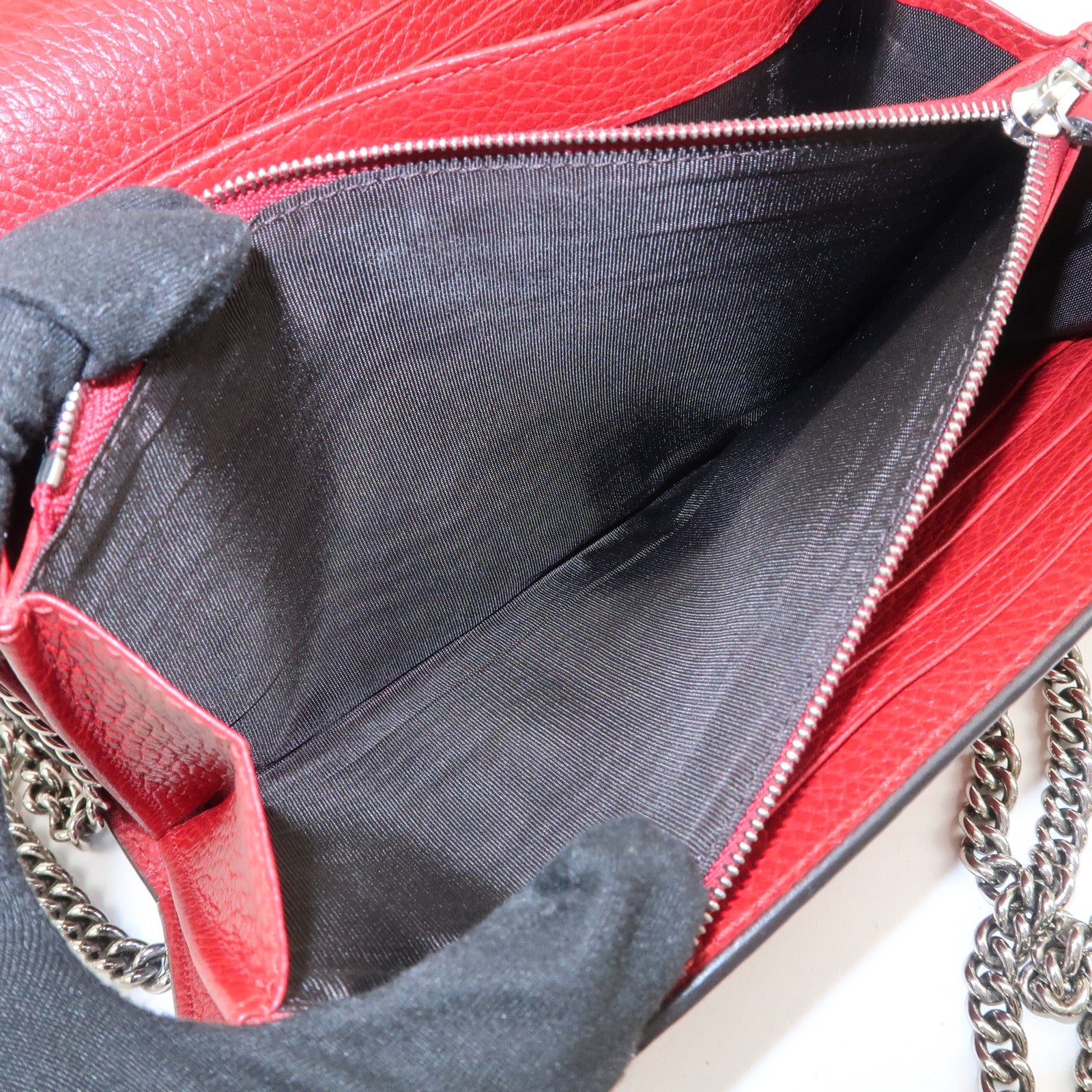 GUCCI Dionysus Leather Chain Shoulder Bag Crossbody Bag Red 401231