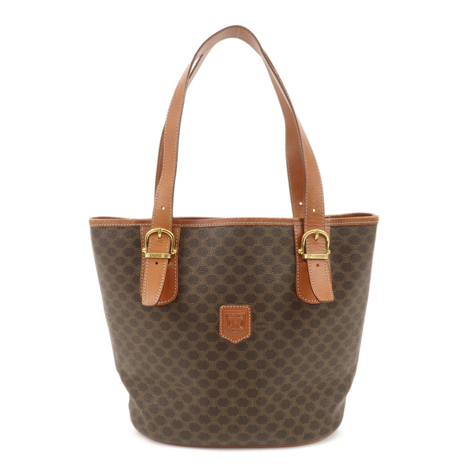 CELINE Macadam PVC Leather Shoulder Bag Tote Bag Brown