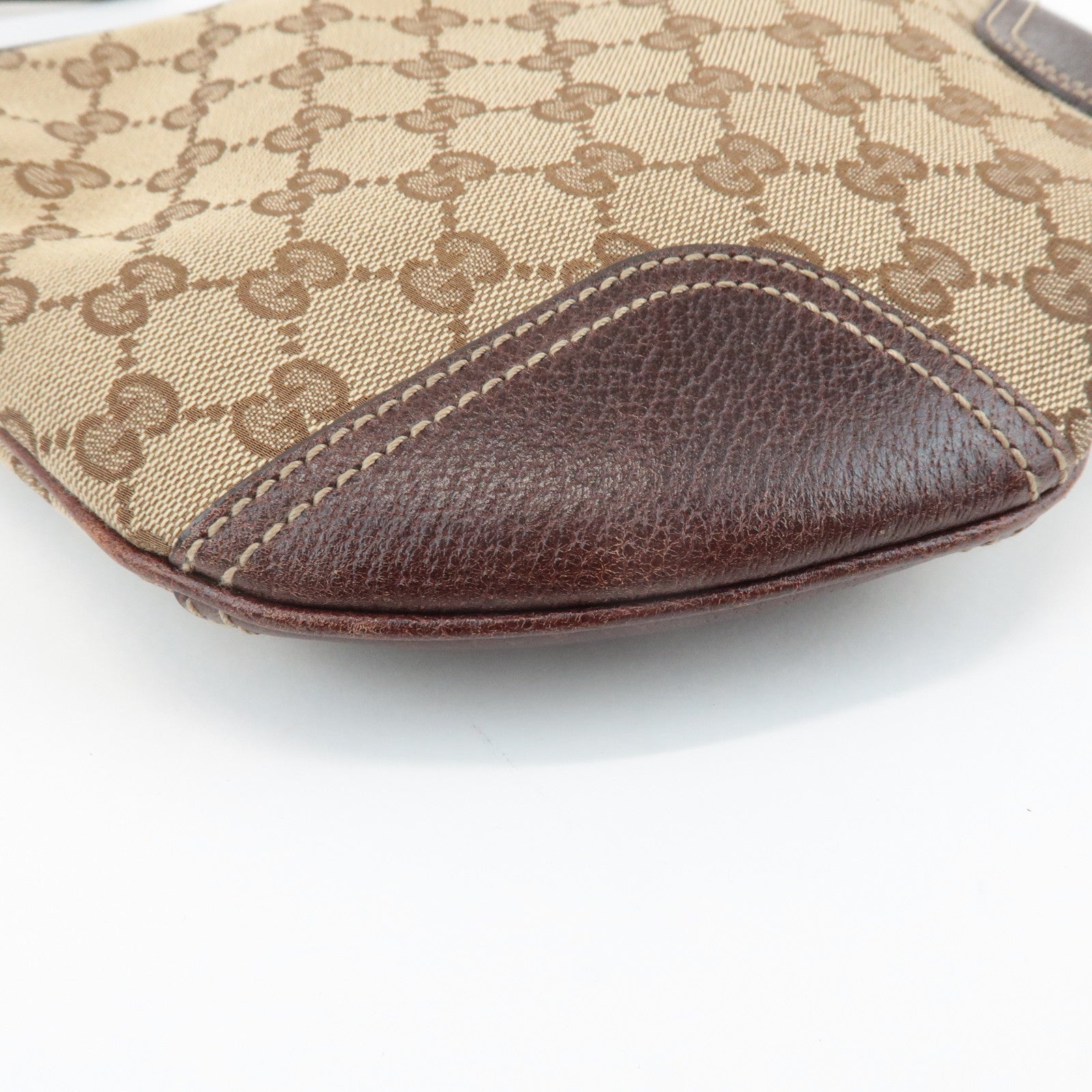 GUCCI Sherry Princy GG Canvas Leather Shoulder Bag Beige Brown 162895 Used