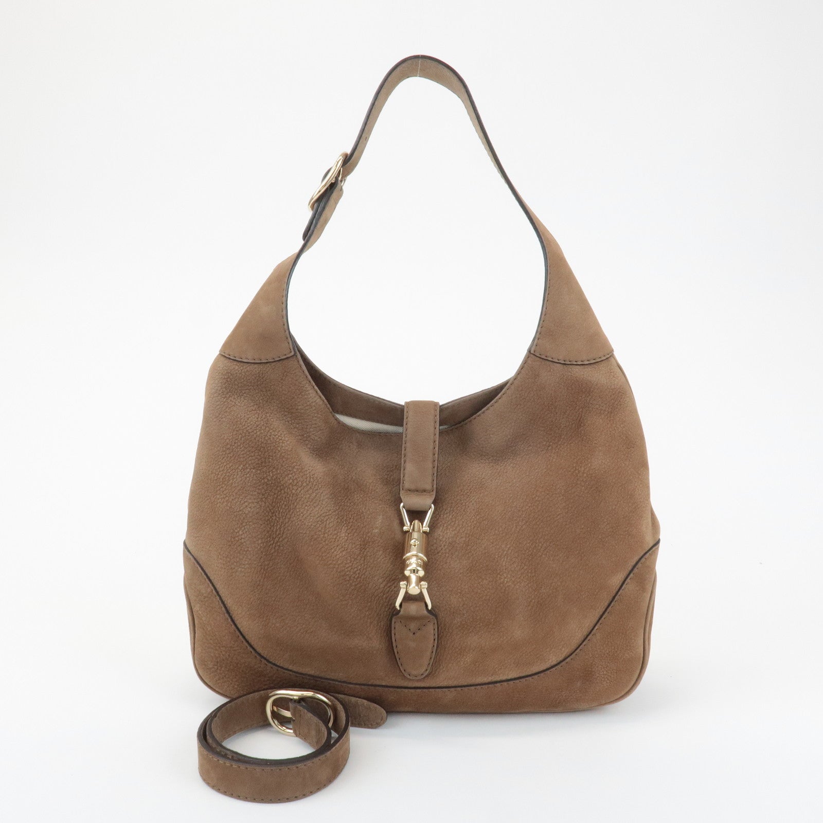 GUCCI New Jackie Leather Shoulder Bag Hand Bag Brown 277520 Used