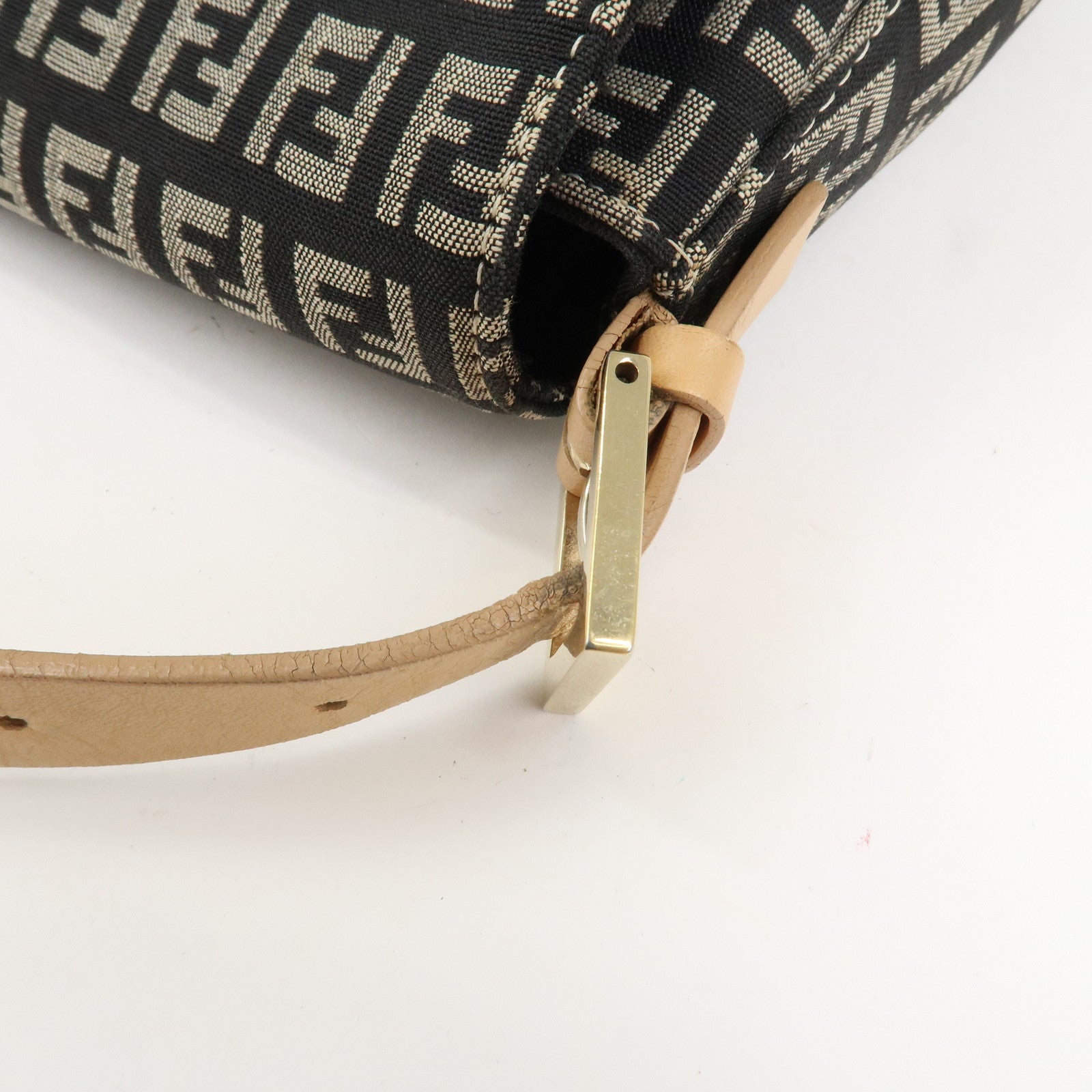 FENDI Mamma Baguette Canvas Leather Shoulder Bag 8BR001