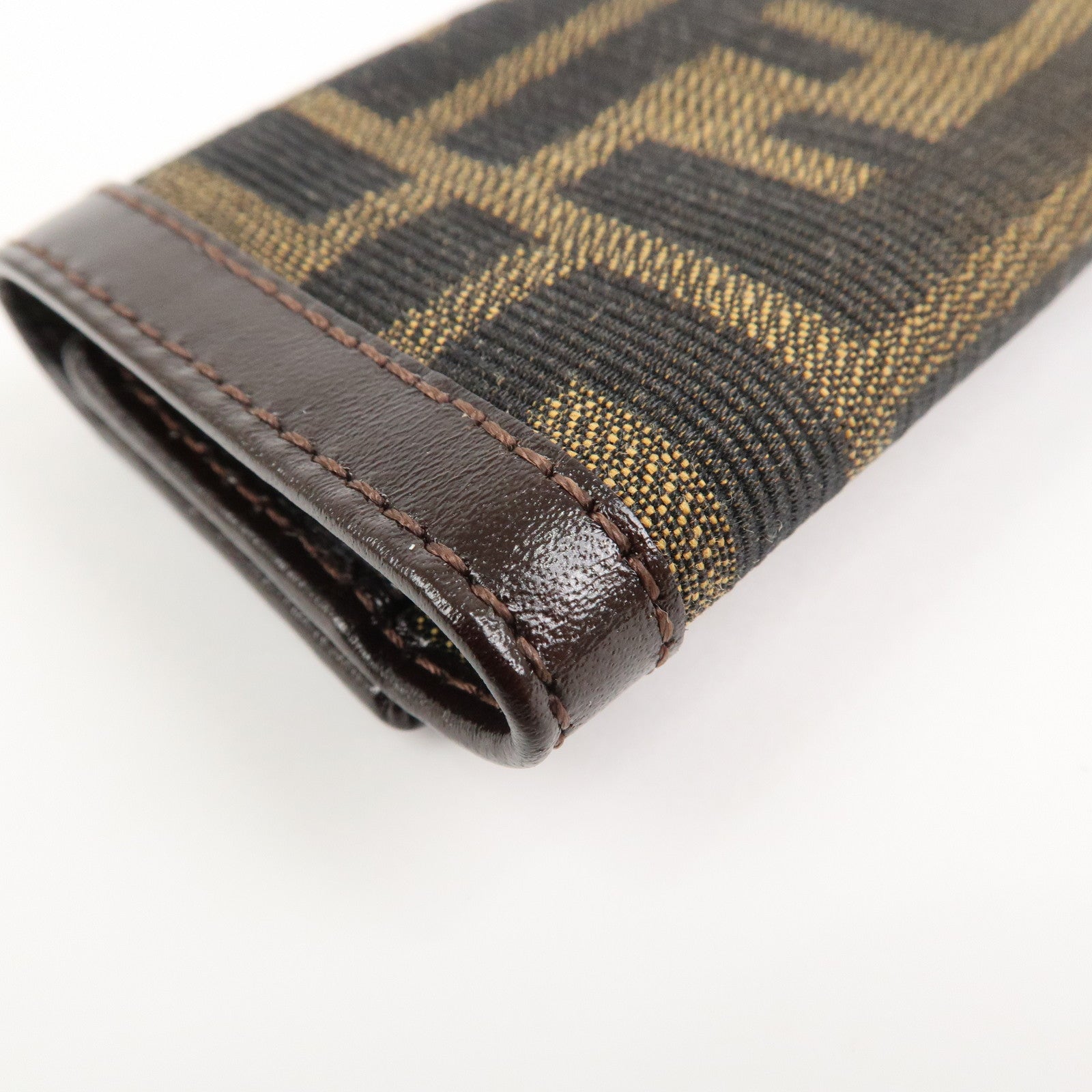 FENDI Zucca Canvas Leather 6 Ring Key Case Brown 10163