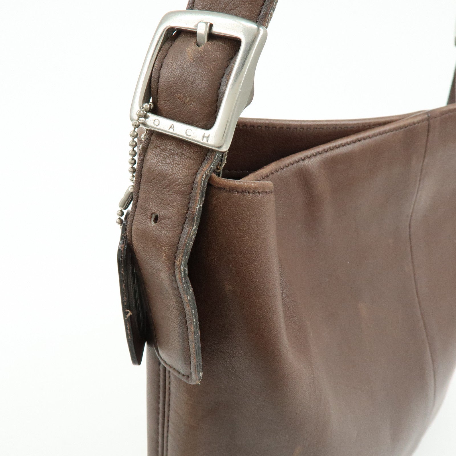 COACH Set of 2 Wool Leather Shoulder Bag Hand Bag Gray Brown