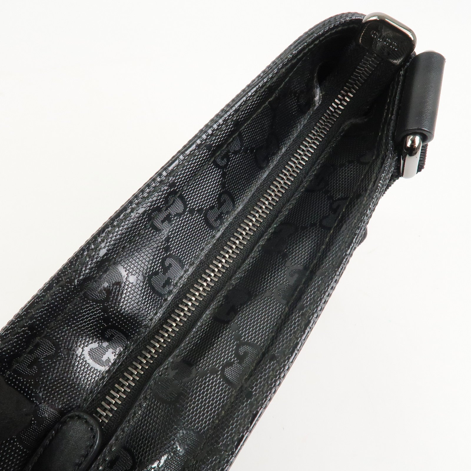 GUCCI GG Imprime Monogram PVC Shoulder Bag Cross Body Bag Black 295257