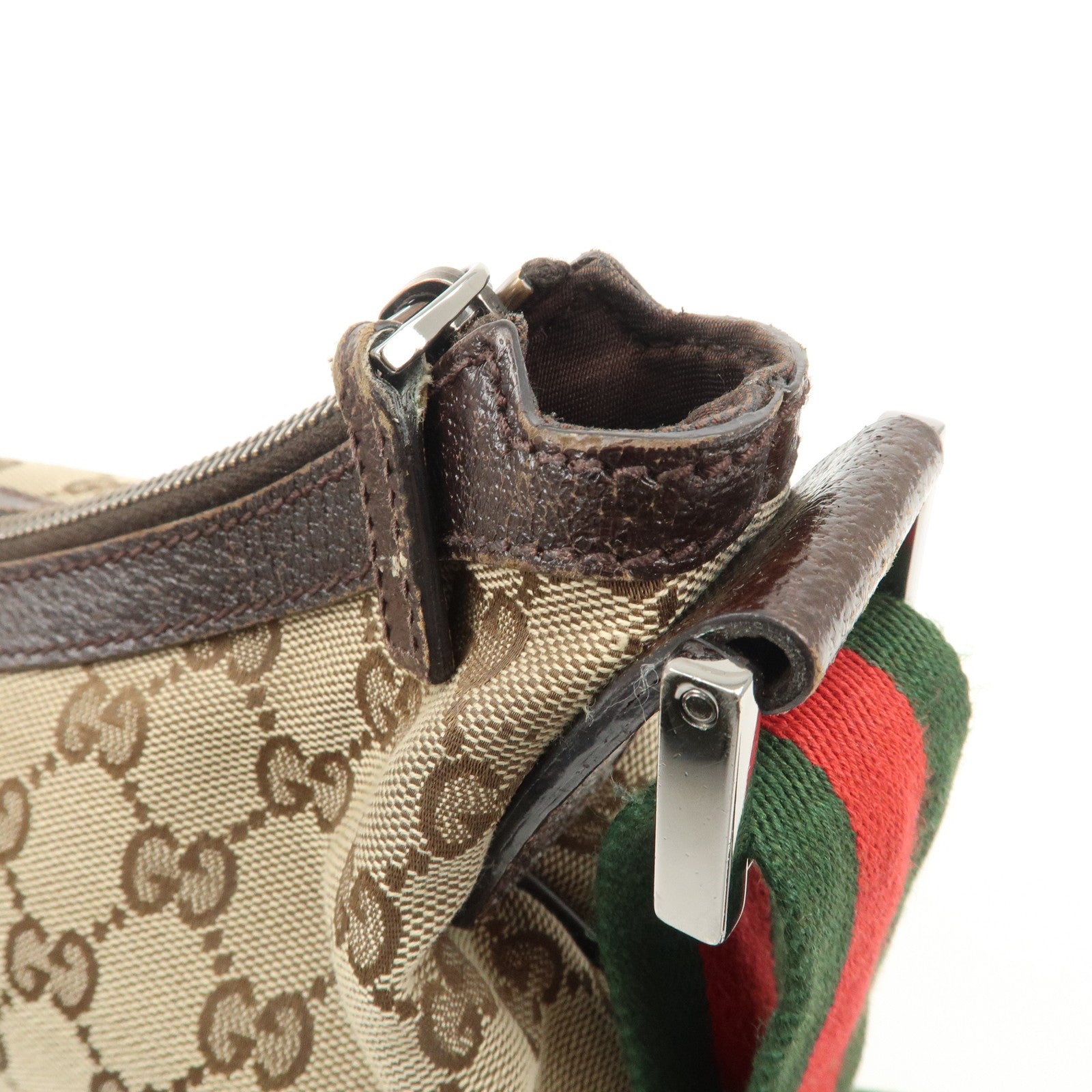 GUCCI Sherry GG Canvas Leather Shoulder Bag Beige Brown 181092 Used