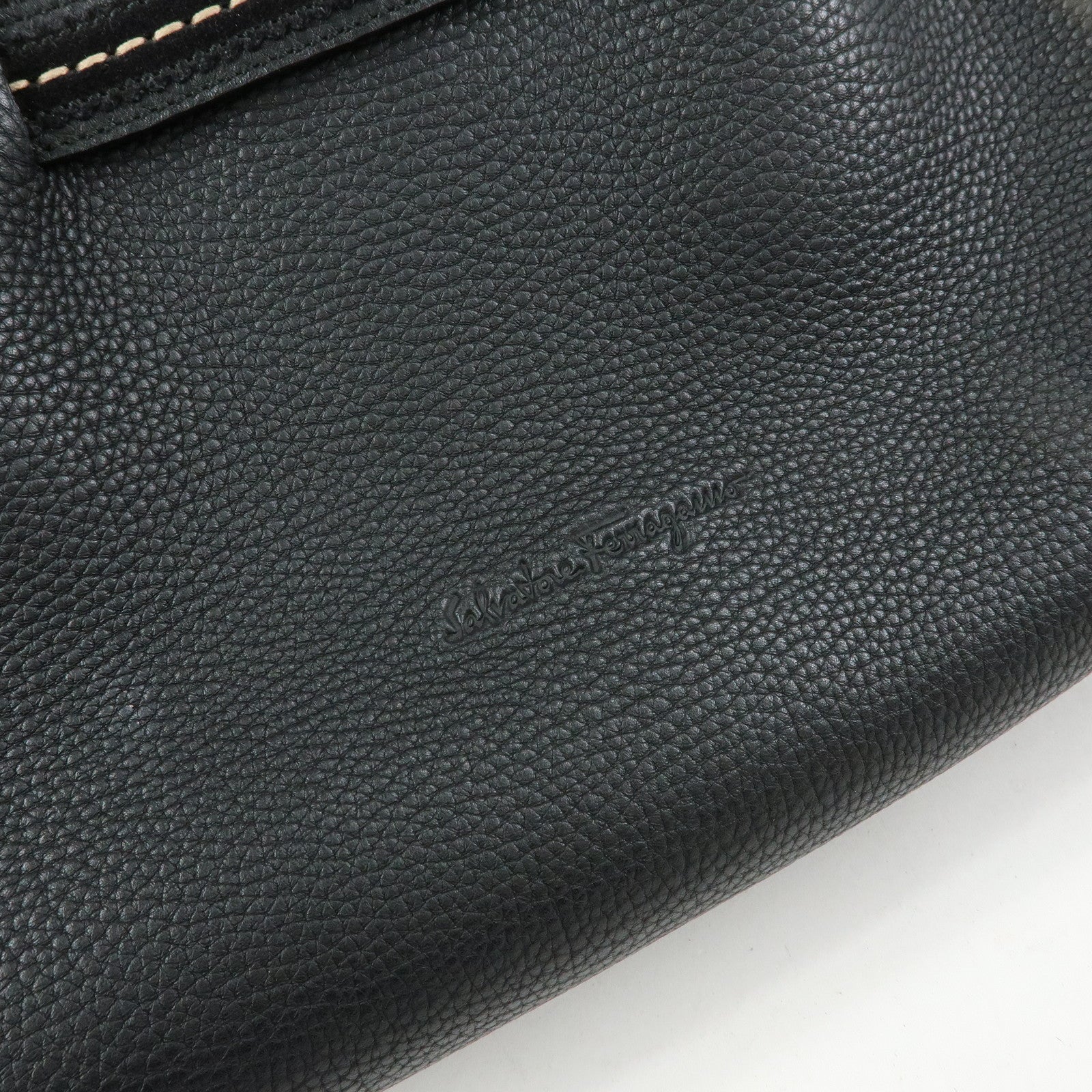 Ferragamo Leather 2Way Bag Tote Bag Hand Bag Black
