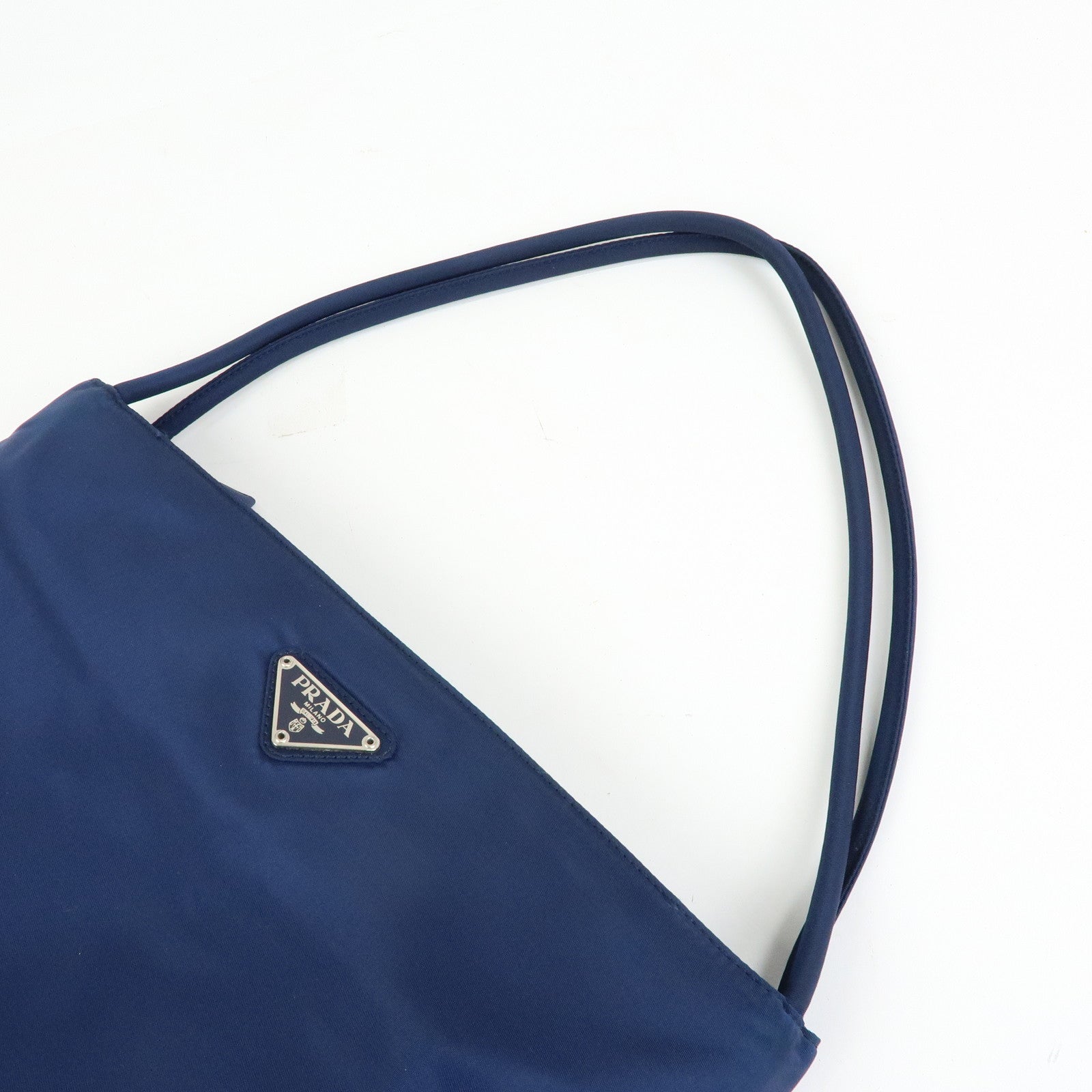 PRADA Triangle Logo Nylon Shoulder Bag Hand Bag Navy B6242