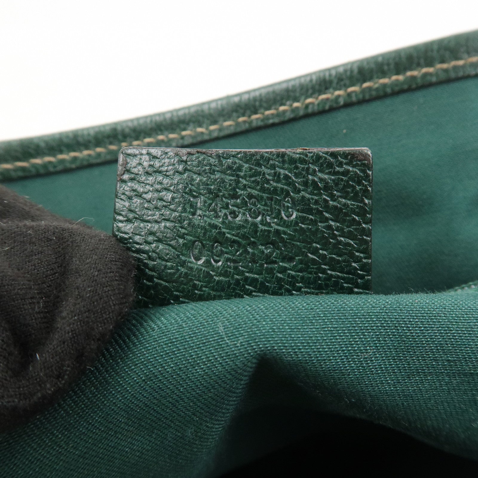 GUCCI Sherry GG Canvas Leather Hand Bag Brown Green 145810