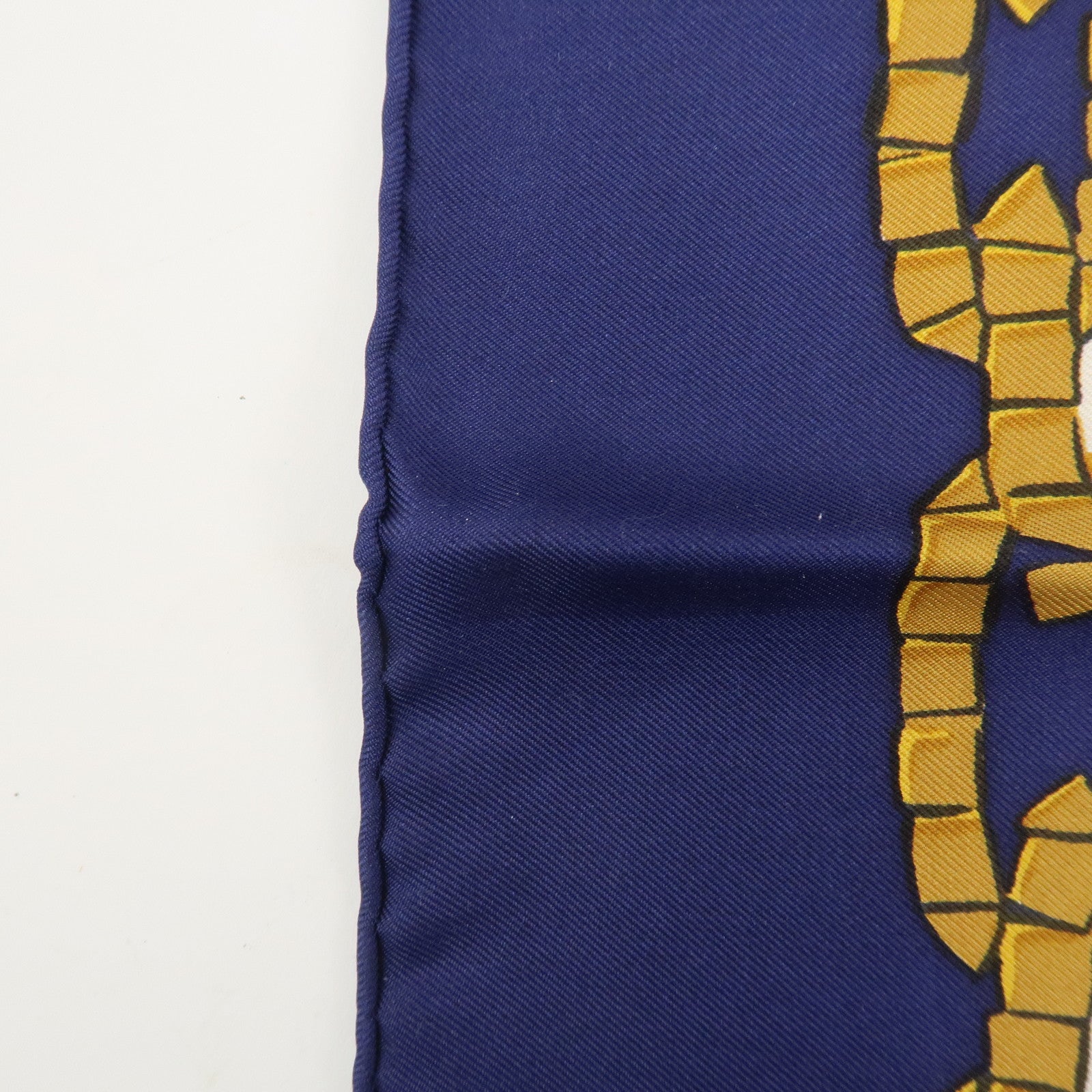 HERMES Carre 90 Silk 100% PROVENCE Scarf Navy Ivory