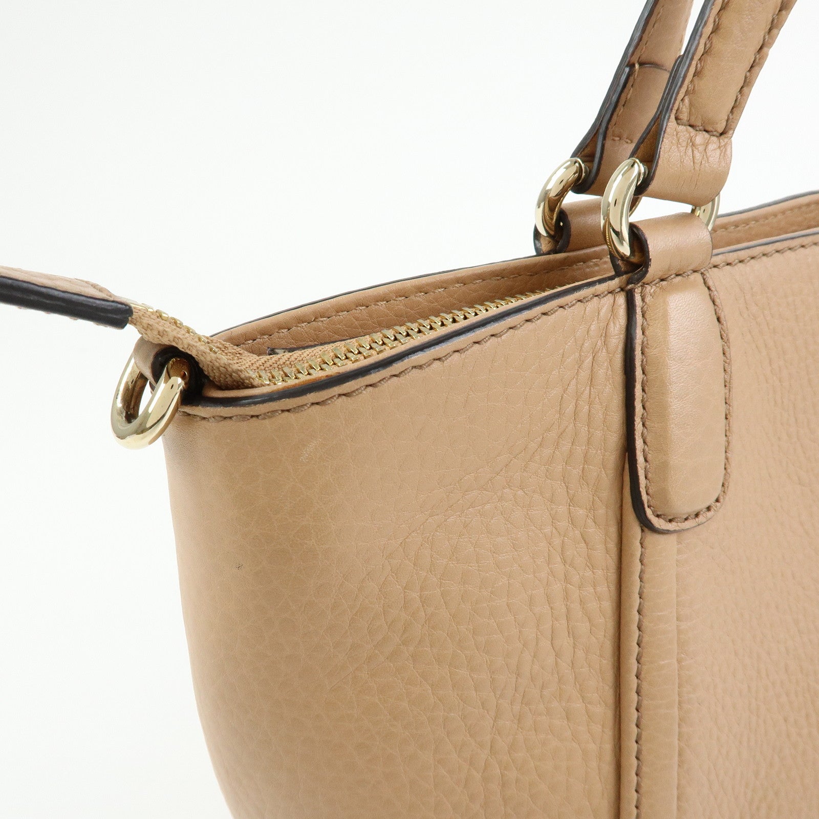 GUCCI SOHO Interlocking G Leather 2Way Hand Bag Beige 369176